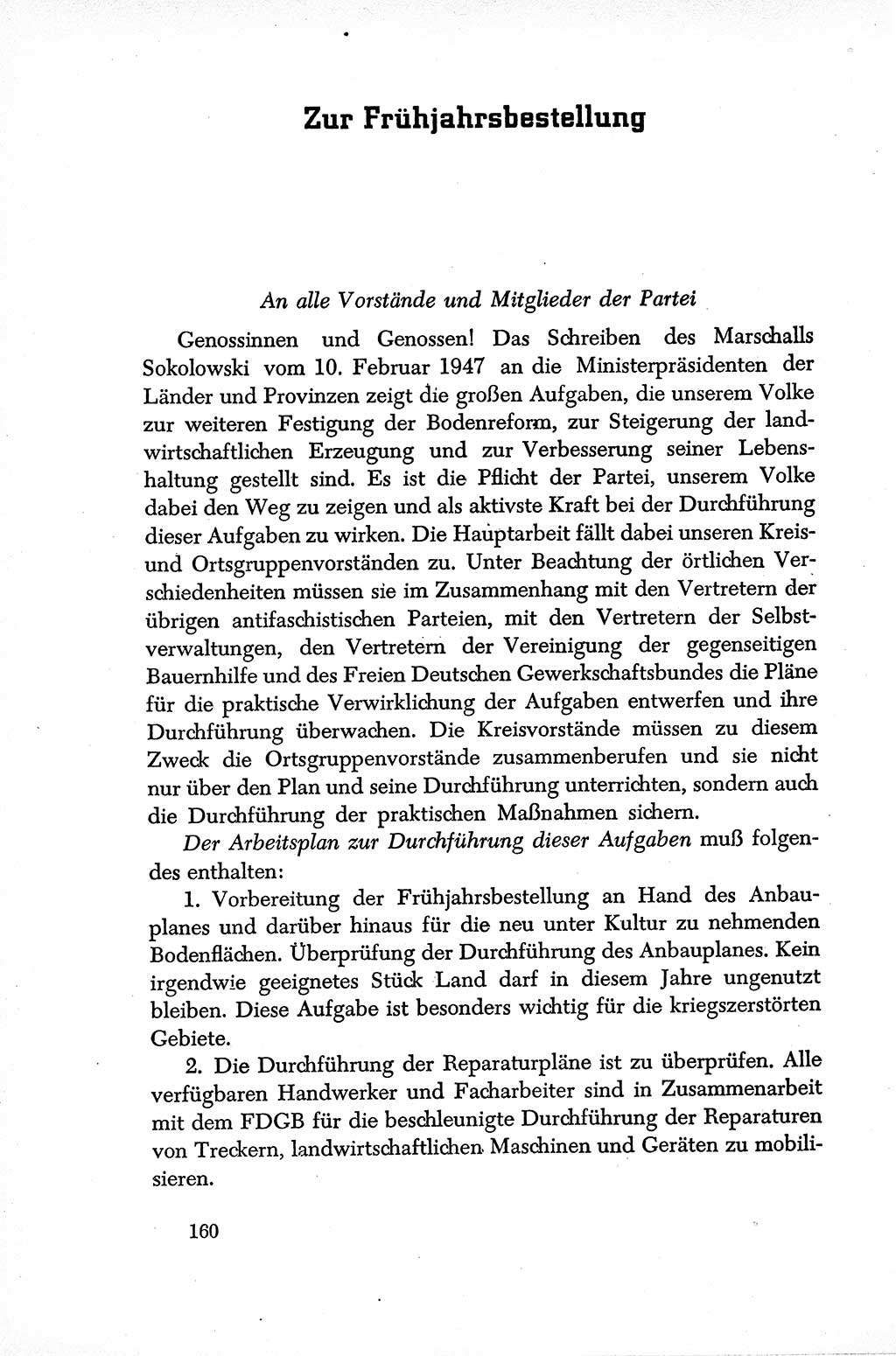 Dokumente der Sozialistischen Einheitspartei Deutschlands (SED) [Sowjetische Besatzungszone (SBZ) Deutschlands] 1946-1948, Seite 160 (Dok. SED SBZ Dtl. 1946-1948, S. 160)