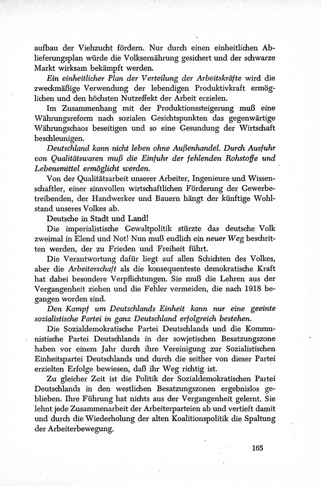 Dokumente der Sozialistischen Einheitspartei Deutschlands (SED) [Sowjetische Besatzungszone (SBZ) Deutschlands] 1946-1948, Seite 165 (Dok. SED SBZ Dtl. 1946-1948, S. 165)