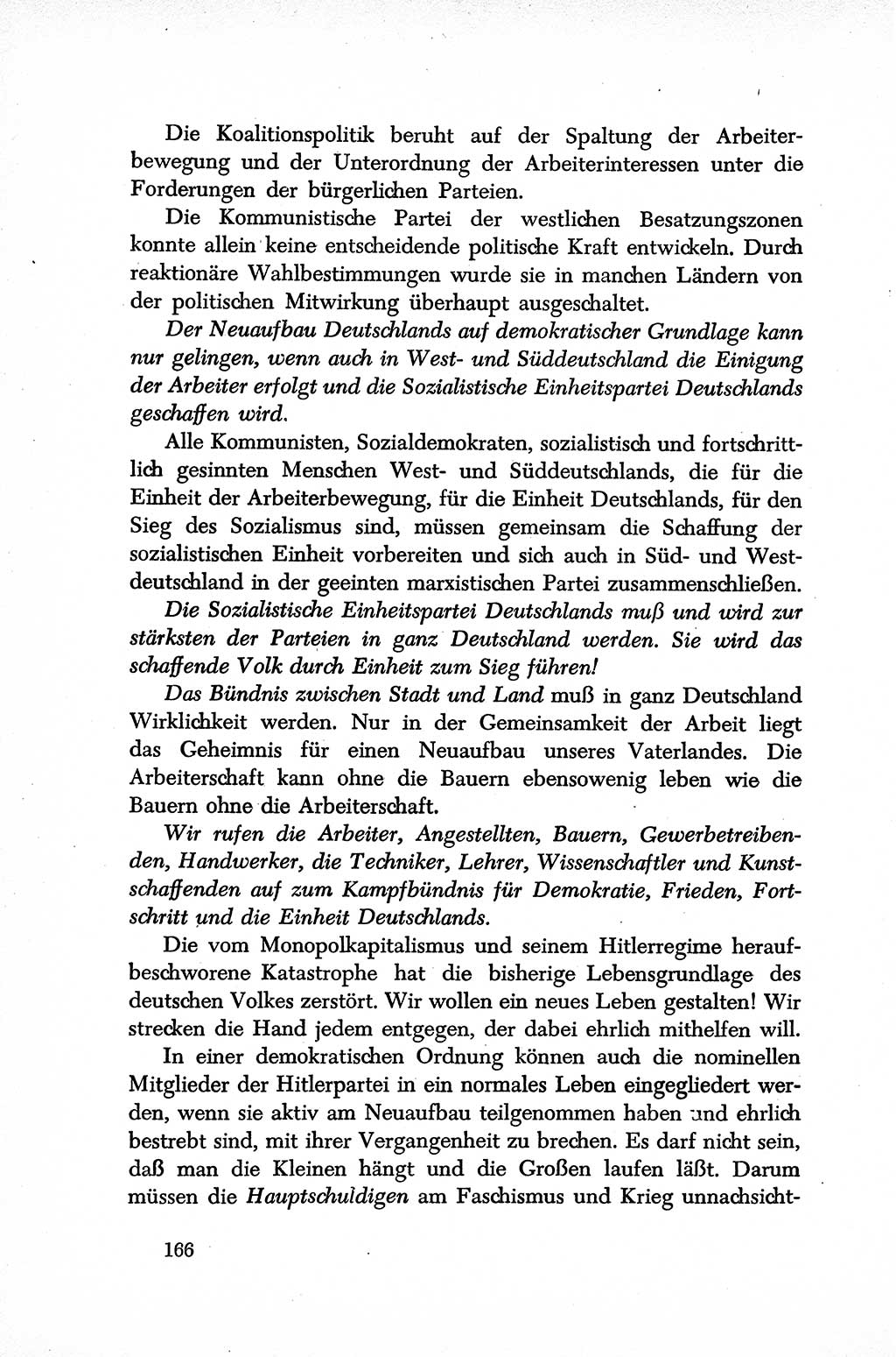 Dokumente der Sozialistischen Einheitspartei Deutschlands (SED) [Sowjetische Besatzungszone (SBZ) Deutschlands] 1946-1948, Seite 166 (Dok. SED SBZ Dtl. 1946-1948, S. 166)