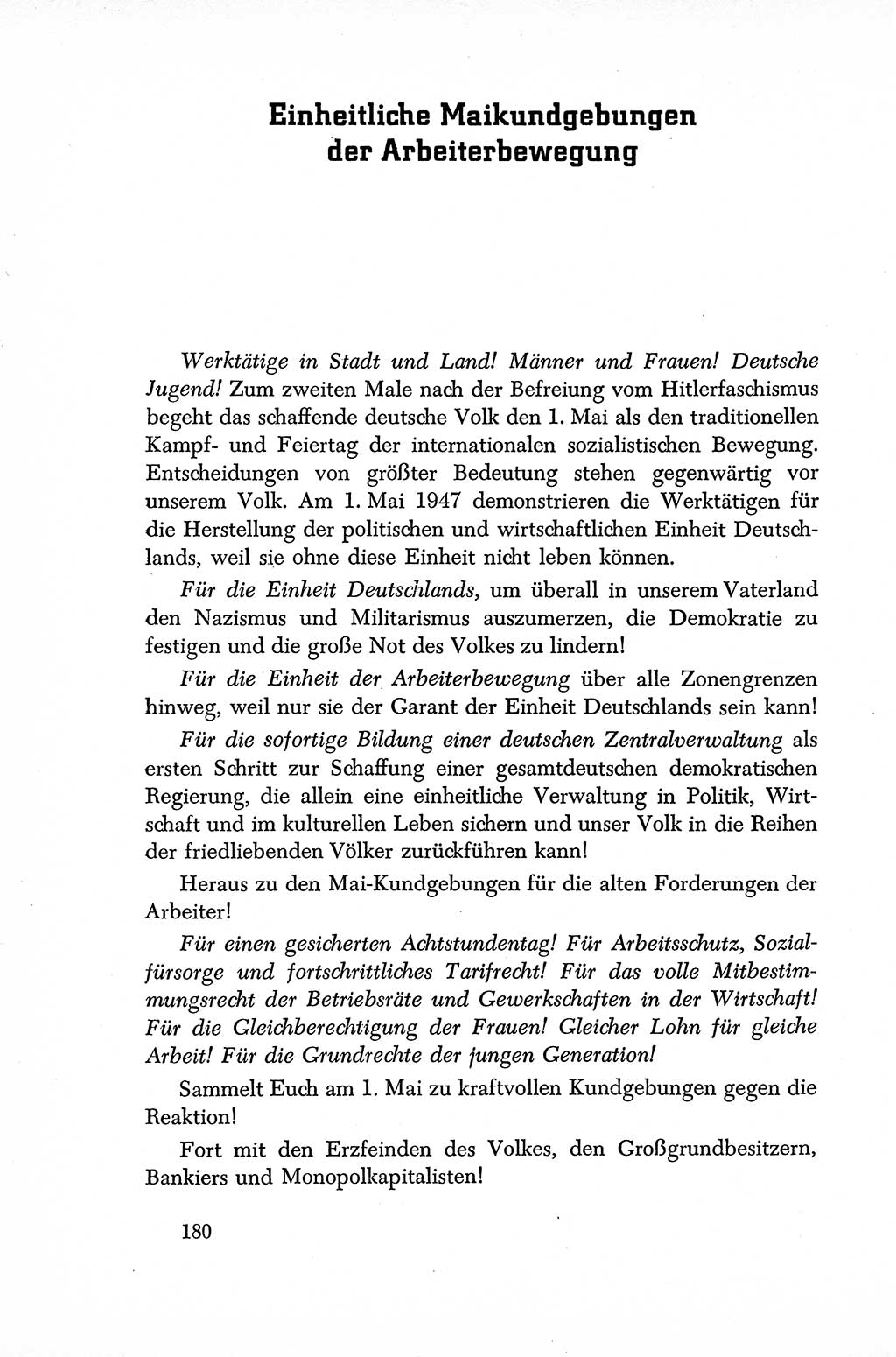 Dokumente der Sozialistischen Einheitspartei Deutschlands (SED) [Sowjetische Besatzungszone (SBZ) Deutschlands] 1946-1948, Seite 180 (Dok. SED SBZ Dtl. 1946-1948, S. 180)