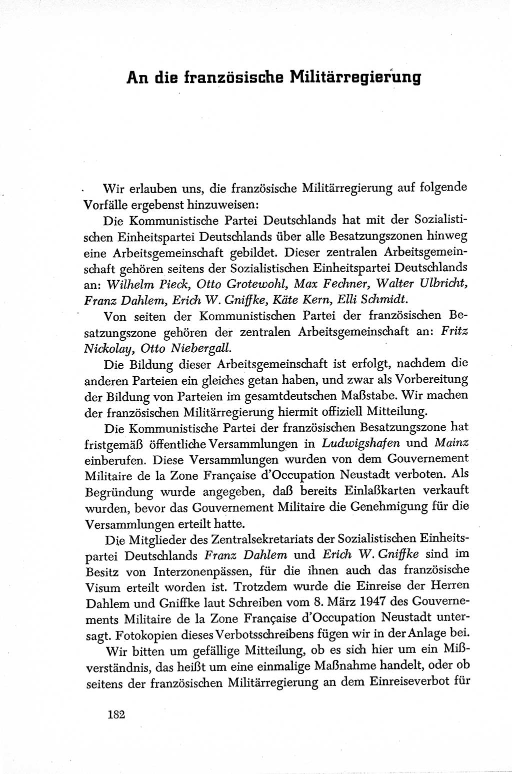 Dokumente der Sozialistischen Einheitspartei Deutschlands (SED) [Sowjetische Besatzungszone (SBZ) Deutschlands] 1946-1948, Seite 182 (Dok. SED SBZ Dtl. 1946-1948, S. 182)