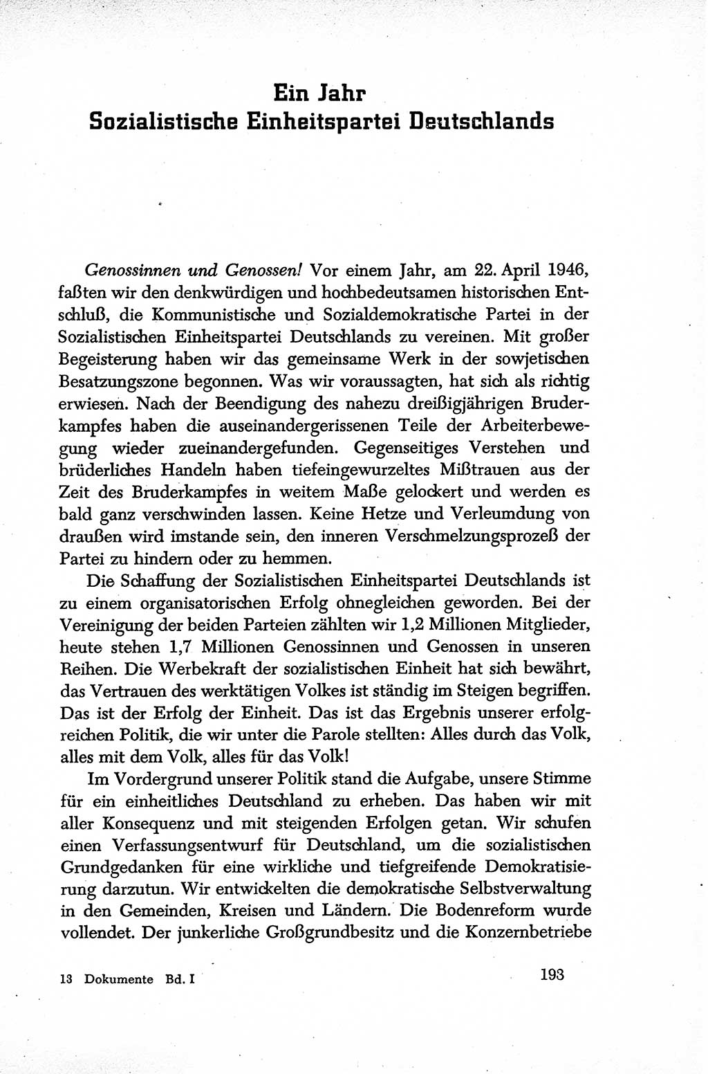 Dokumente der Sozialistischen Einheitspartei Deutschlands (SED) [Sowjetische Besatzungszone (SBZ) Deutschlands] 1946-1948, Seite 193 (Dok. SED SBZ Dtl. 1946-1948, S. 193)