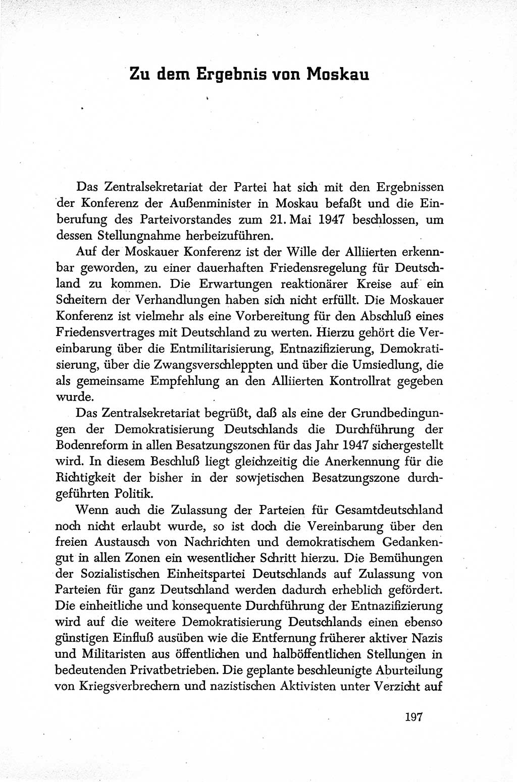 Dokumente der Sozialistischen Einheitspartei Deutschlands (SED) [Sowjetische Besatzungszone (SBZ) Deutschlands] 1946-1948, Seite 197 (Dok. SED SBZ Dtl. 1946-1948, S. 197)