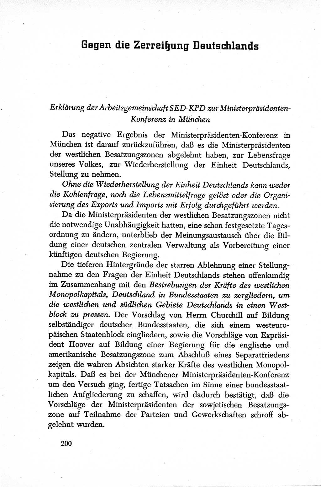 Dokumente der Sozialistischen Einheitspartei Deutschlands (SED) [Sowjetische Besatzungszone (SBZ) Deutschlands] 1946-1948, Seite 200 (Dok. SED SBZ Dtl. 1946-1948, S. 200)