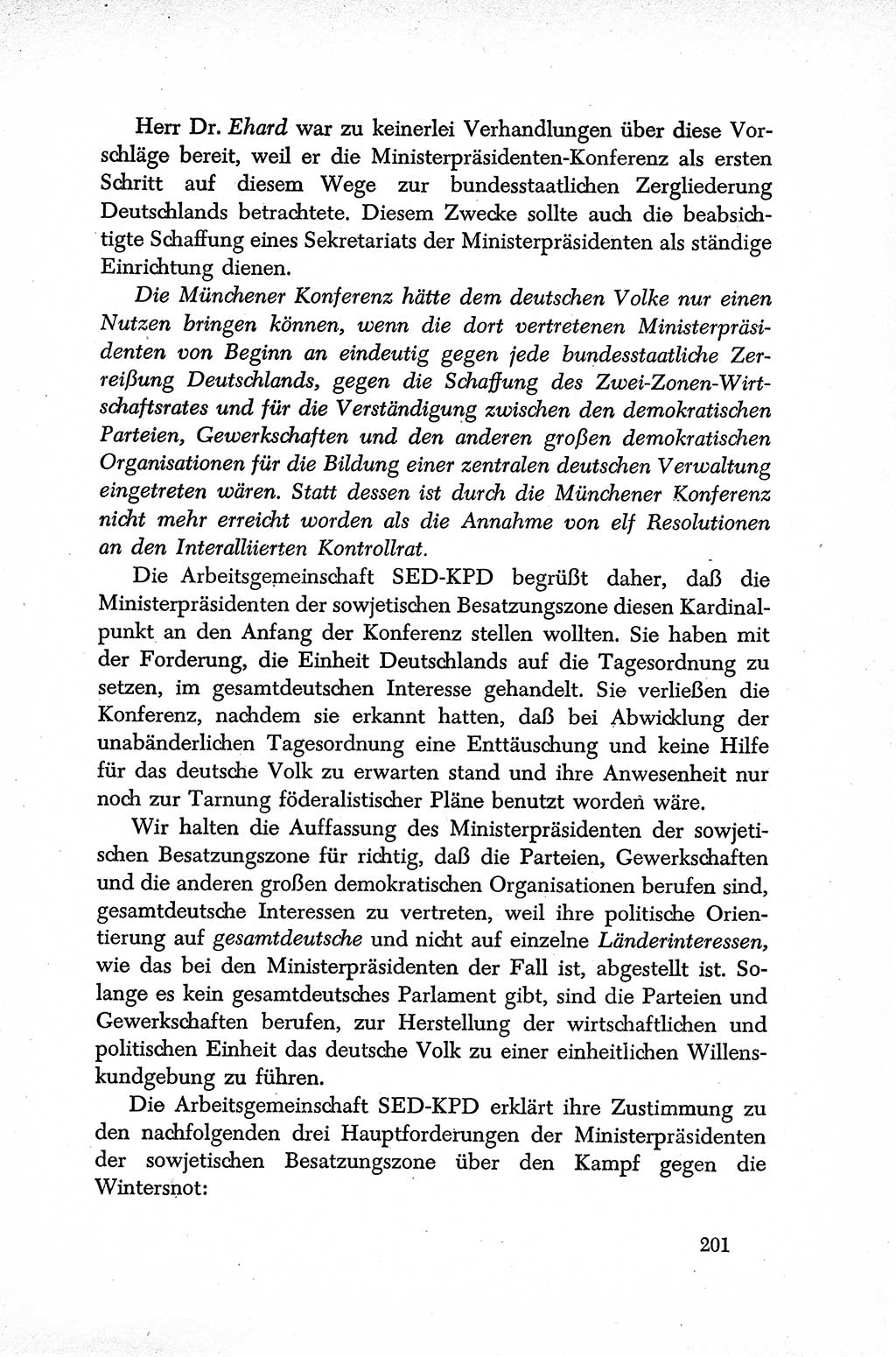 Dokumente der Sozialistischen Einheitspartei Deutschlands (SED) [Sowjetische Besatzungszone (SBZ) Deutschlands] 1946-1948, Seite 201 (Dok. SED SBZ Dtl. 1946-1948, S. 201)