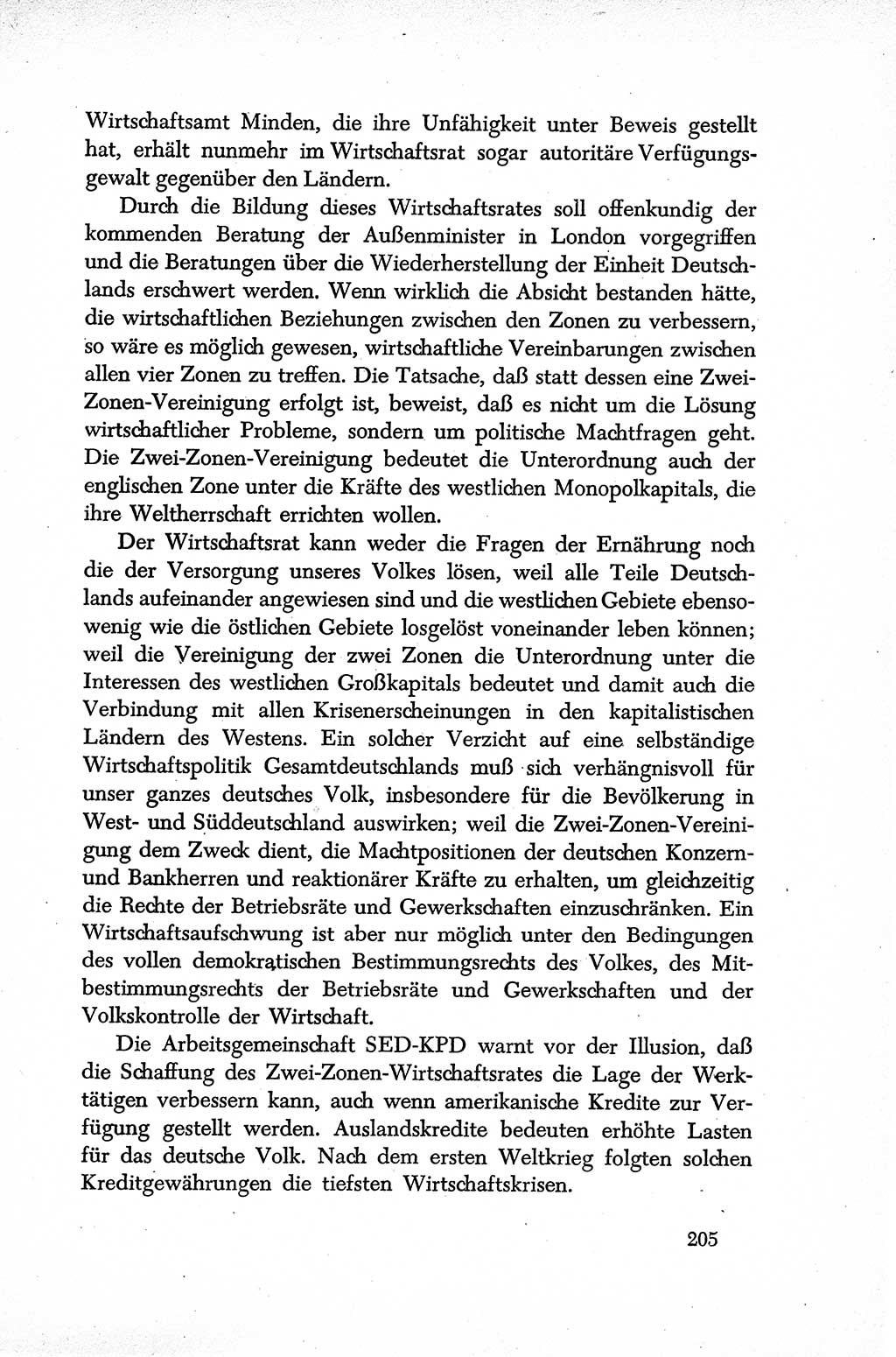 Dokumente der Sozialistischen Einheitspartei Deutschlands (SED) [Sowjetische Besatzungszone (SBZ) Deutschlands] 1946-1948, Seite 205 (Dok. SED SBZ Dtl. 1946-1948, S. 205)