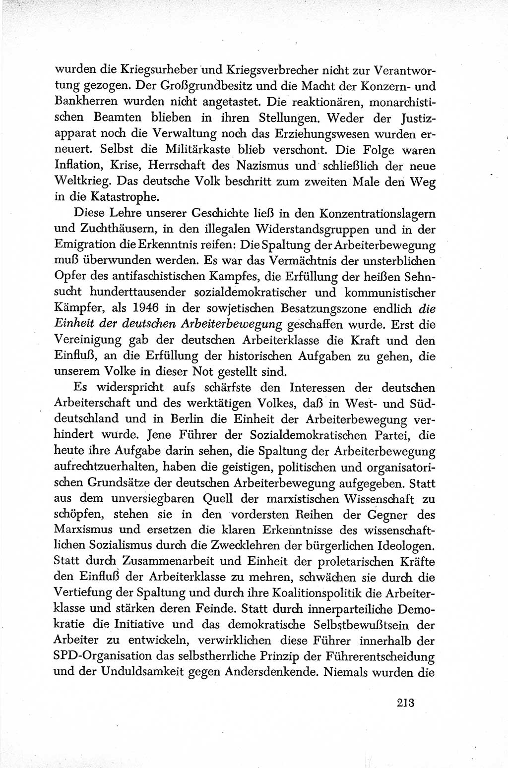 Dokumente der Sozialistischen Einheitspartei Deutschlands (SED) [Sowjetische Besatzungszone (SBZ) Deutschlands] 1946-1948, Seite 213 (Dok. SED SBZ Dtl. 1946-1948, S. 213)