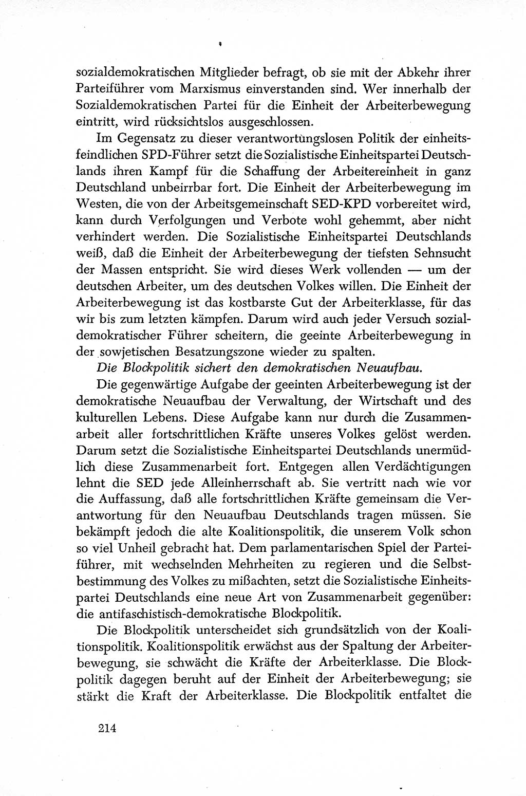 Dokumente der Sozialistischen Einheitspartei Deutschlands (SED) [Sowjetische Besatzungszone (SBZ) Deutschlands] 1946-1948, Seite 214 (Dok. SED SBZ Dtl. 1946-1948, S. 214)