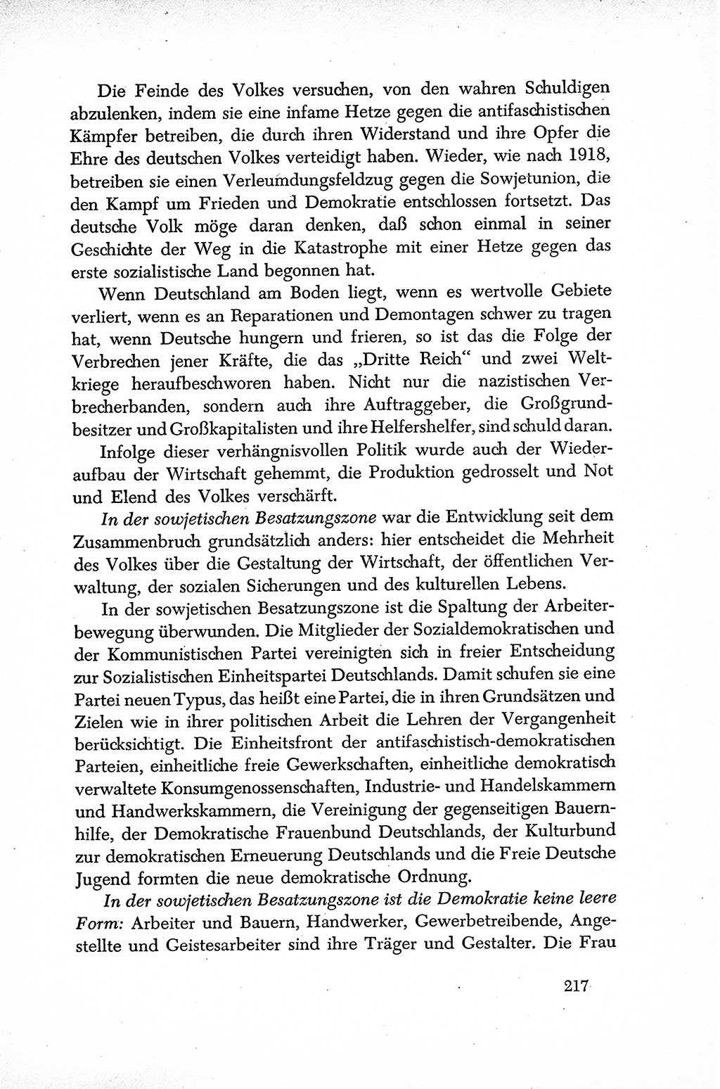 Dokumente der Sozialistischen Einheitspartei Deutschlands (SED) [Sowjetische Besatzungszone (SBZ) Deutschlands] 1946-1948, Seite 217 (Dok. SED SBZ Dtl. 1946-1948, S. 217)