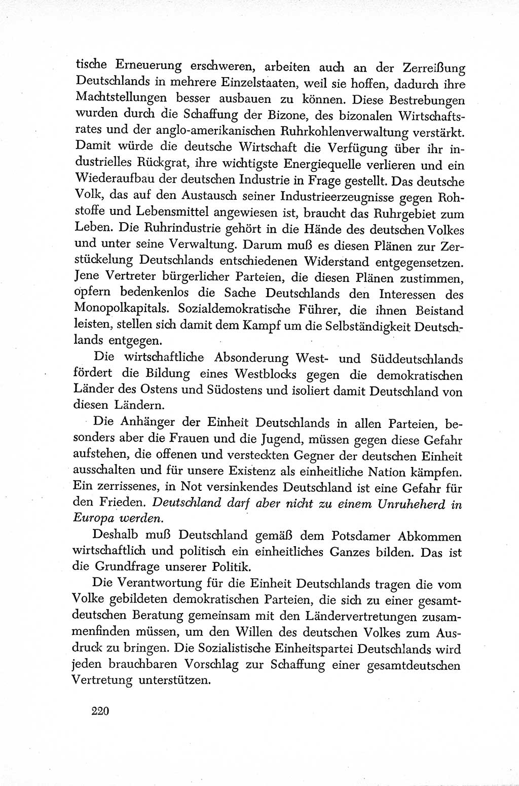 Dokumente der Sozialistischen Einheitspartei Deutschlands (SED) [Sowjetische Besatzungszone (SBZ) Deutschlands] 1946-1948, Seite 220 (Dok. SED SBZ Dtl. 1946-1948, S. 220)
