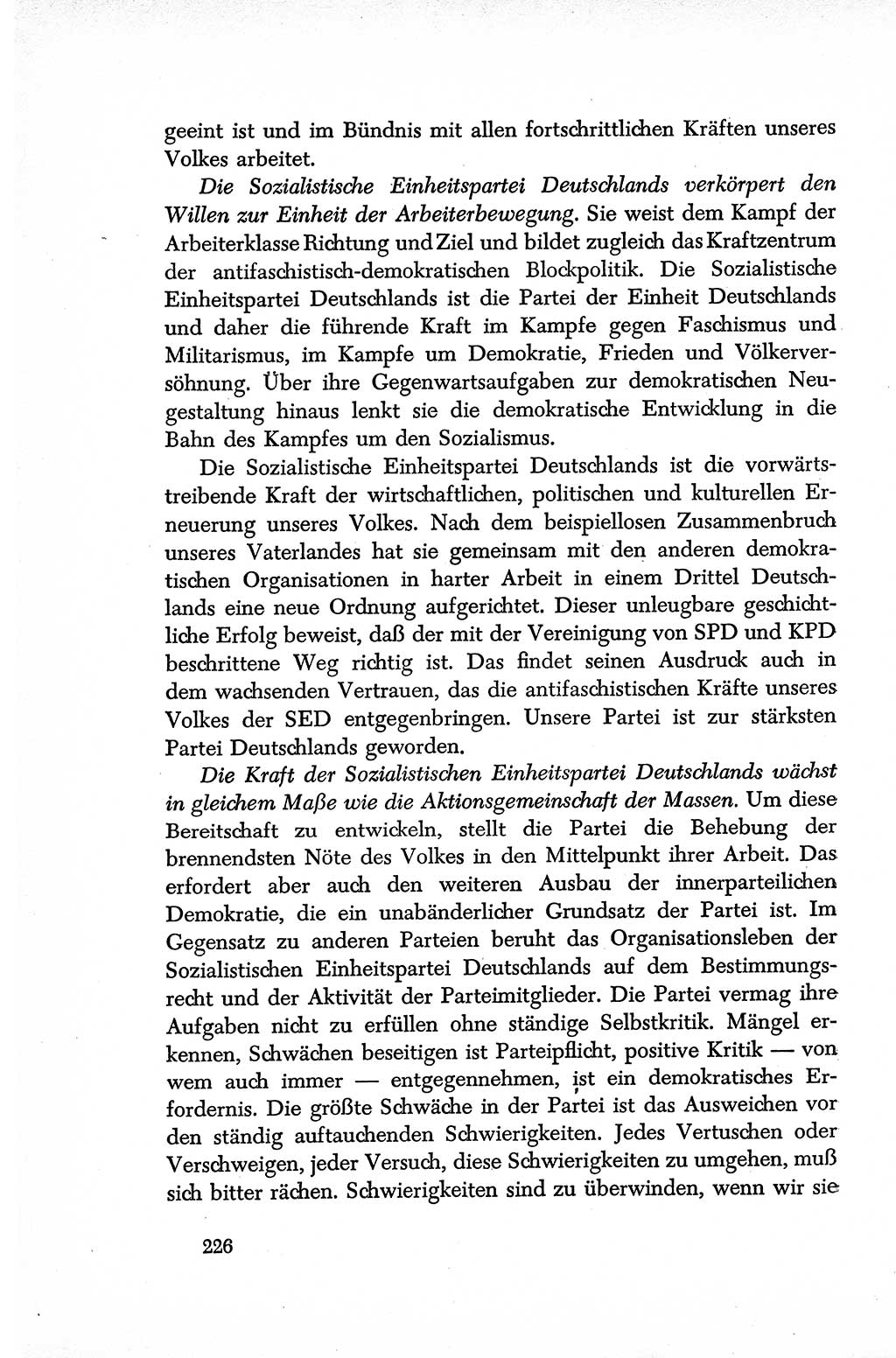 Dokumente der Sozialistischen Einheitspartei Deutschlands (SED) [Sowjetische Besatzungszone (SBZ) Deutschlands] 1946-1948, Seite 226 (Dok. SED SBZ Dtl. 1946-1948, S. 226)