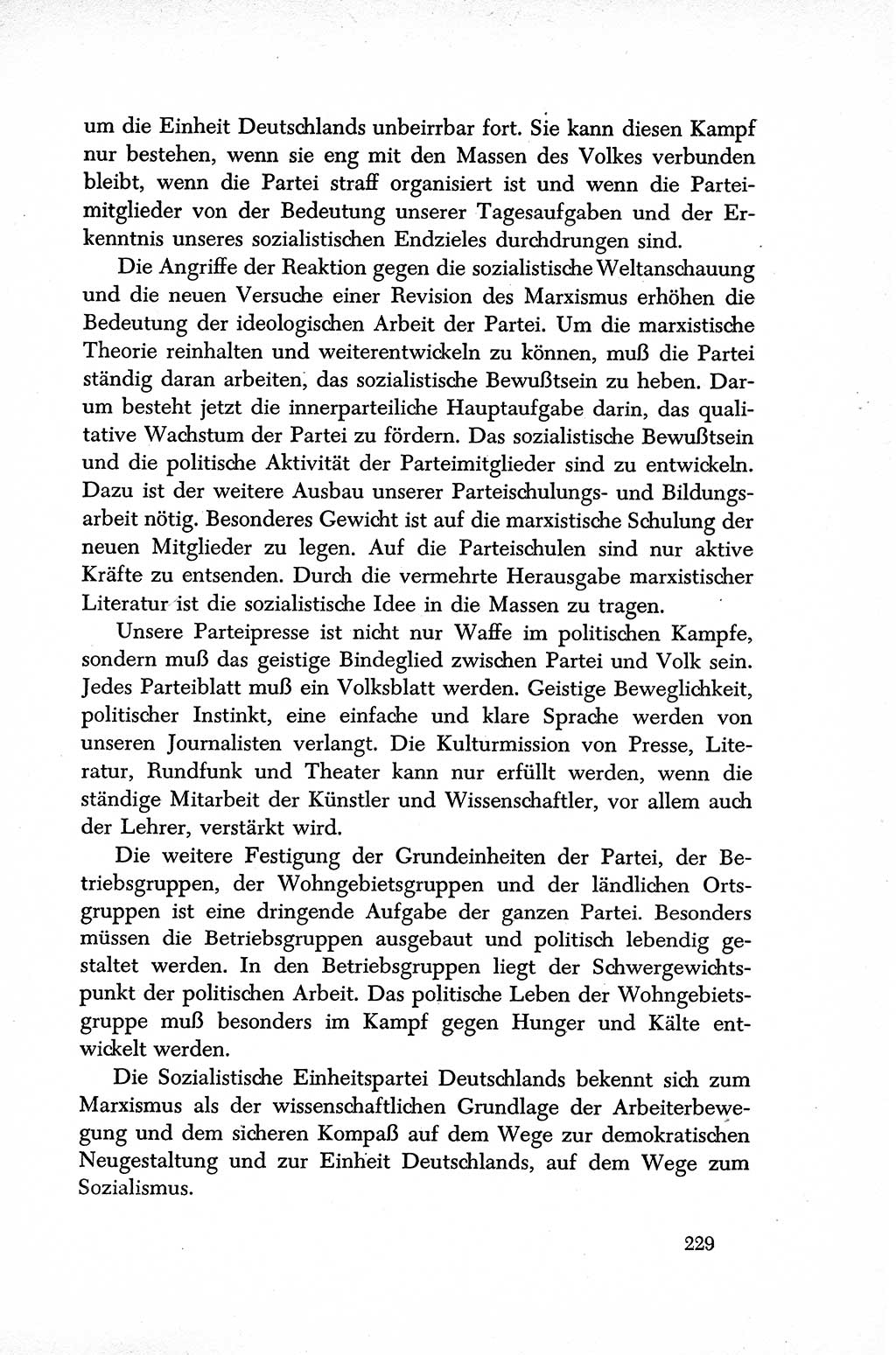 Dokumente der Sozialistischen Einheitspartei Deutschlands (SED) [Sowjetische Besatzungszone (SBZ) Deutschlands] 1946-1948, Seite 229 (Dok. SED SBZ Dtl. 1946-1948, S. 229)
