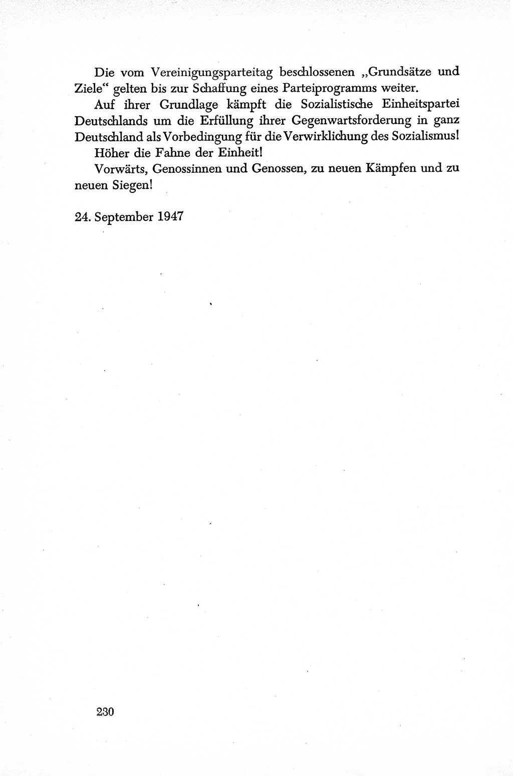 Dokumente der Sozialistischen Einheitspartei Deutschlands (SED) [Sowjetische Besatzungszone (SBZ) Deutschlands] 1946-1948, Seite 230 (Dok. SED SBZ Dtl. 1946-1948, S. 230)