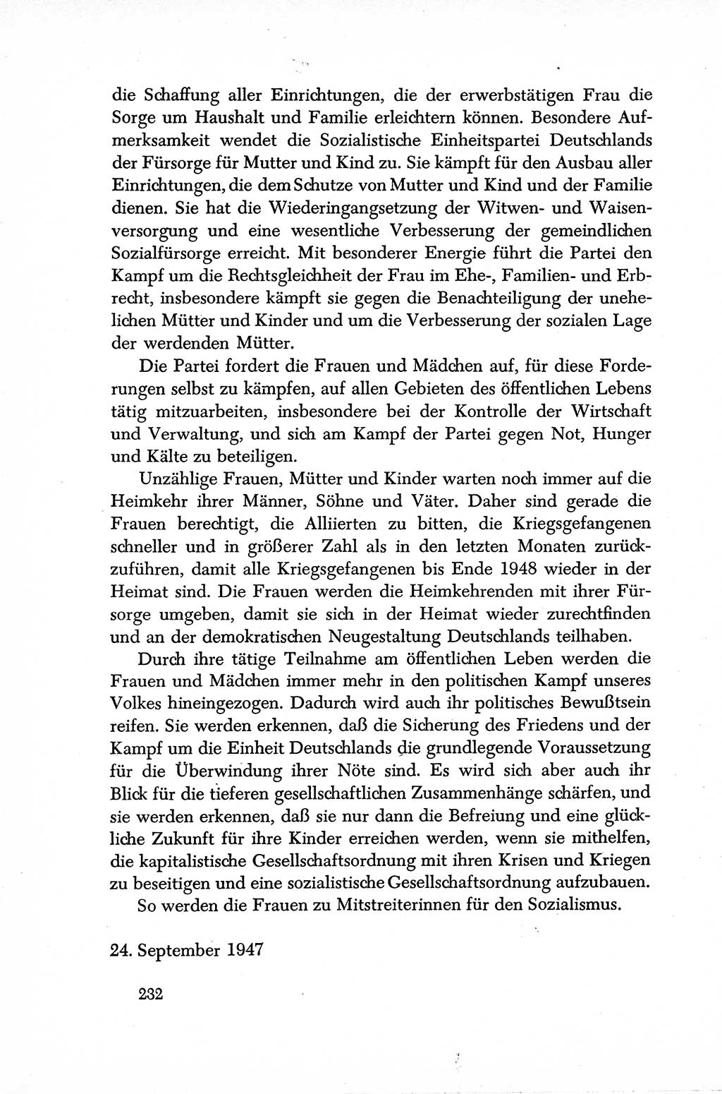 Dokumente der Sozialistischen Einheitspartei Deutschlands (SED) [Sowjetische Besatzungszone (SBZ) Deutschlands] 1946-1948, Seite 232 (Dok. SED SBZ Dtl. 1946-1948, S. 232)