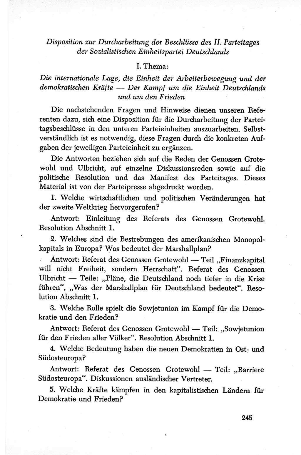 Dokumente der Sozialistischen Einheitspartei Deutschlands (SED) [Sowjetische Besatzungszone (SBZ) Deutschlands] 1946-1948, Seite 245 (Dok. SED SBZ Dtl. 1946-1948, S. 245)