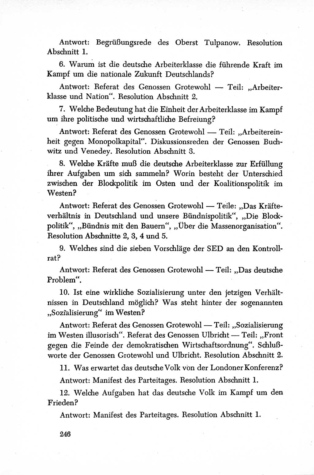 Dokumente der Sozialistischen Einheitspartei Deutschlands (SED) [Sowjetische Besatzungszone (SBZ) Deutschlands] 1946-1948, Seite 246 (Dok. SED SBZ Dtl. 1946-1948, S. 246)