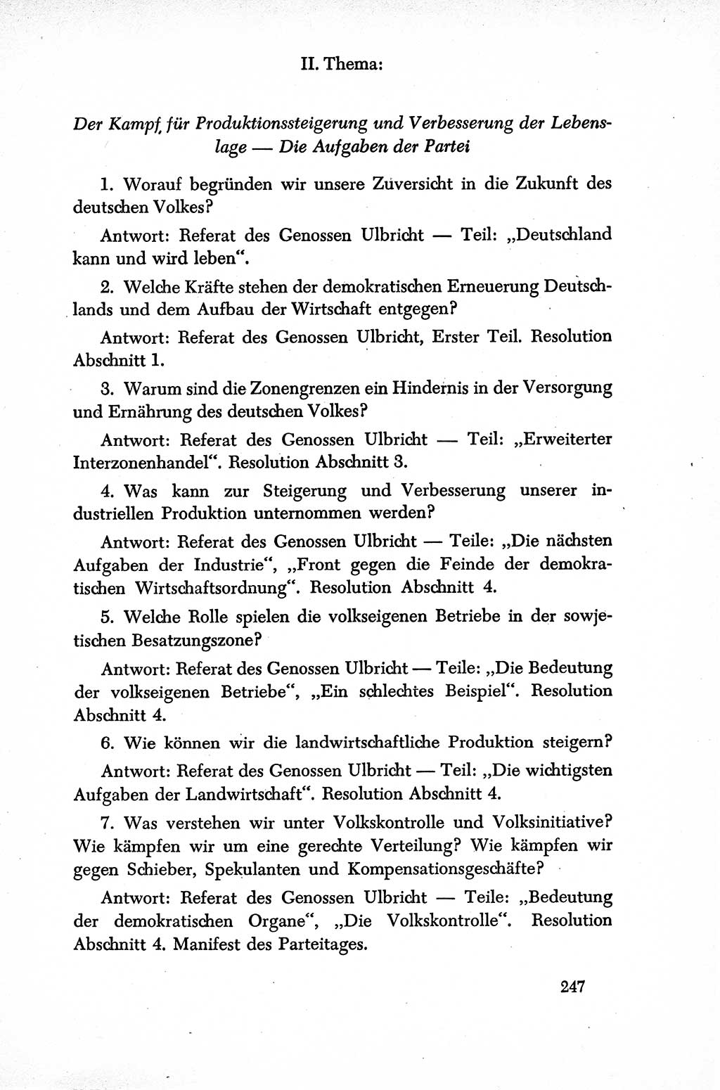 Dokumente der Sozialistischen Einheitspartei Deutschlands (SED) [Sowjetische Besatzungszone (SBZ) Deutschlands] 1946-1948, Seite 247 (Dok. SED SBZ Dtl. 1946-1948, S. 247)