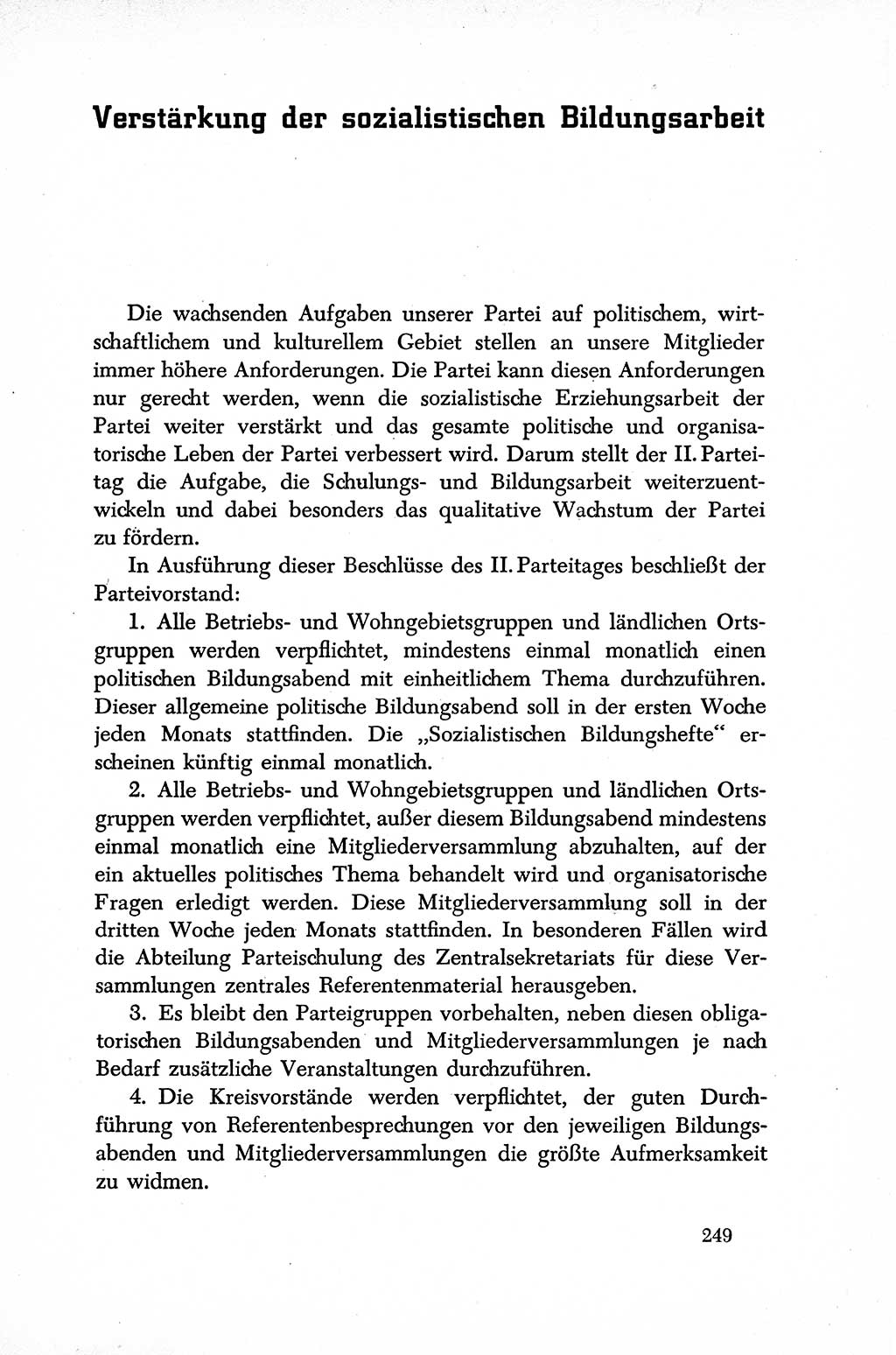 Dokumente der Sozialistischen Einheitspartei Deutschlands (SED) [Sowjetische Besatzungszone (SBZ) Deutschlands] 1946-1948, Seite 249 (Dok. SED SBZ Dtl. 1946-1948, S. 249)