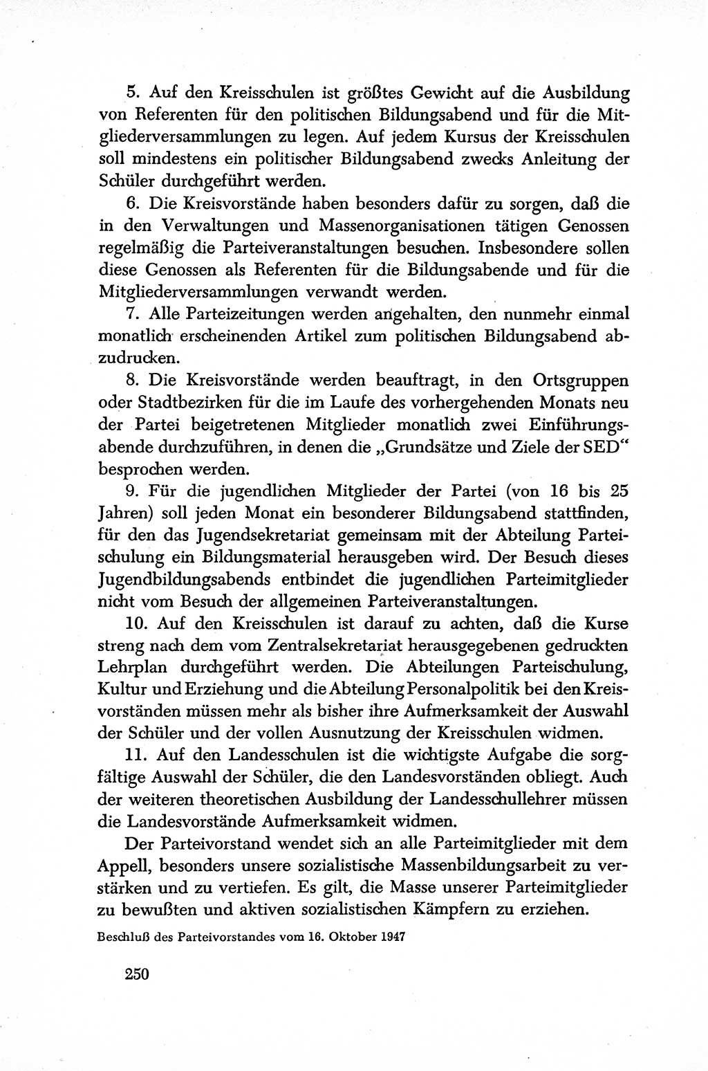 Dokumente der Sozialistischen Einheitspartei Deutschlands (SED) [Sowjetische Besatzungszone (SBZ) Deutschlands] 1946-1948, Seite 250 (Dok. SED SBZ Dtl. 1946-1948, S. 250)