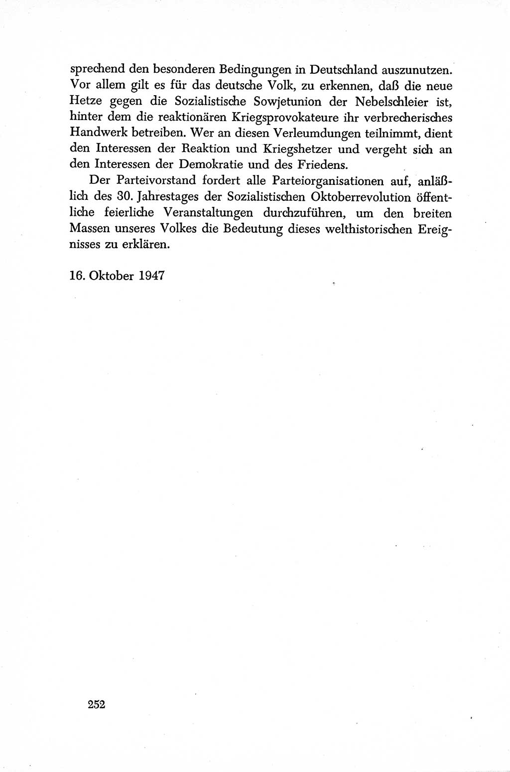 Dokumente der Sozialistischen Einheitspartei Deutschlands (SED) [Sowjetische Besatzungszone (SBZ) Deutschlands] 1946-1948, Seite 252 (Dok. SED SBZ Dtl. 1946-1948, S. 252)