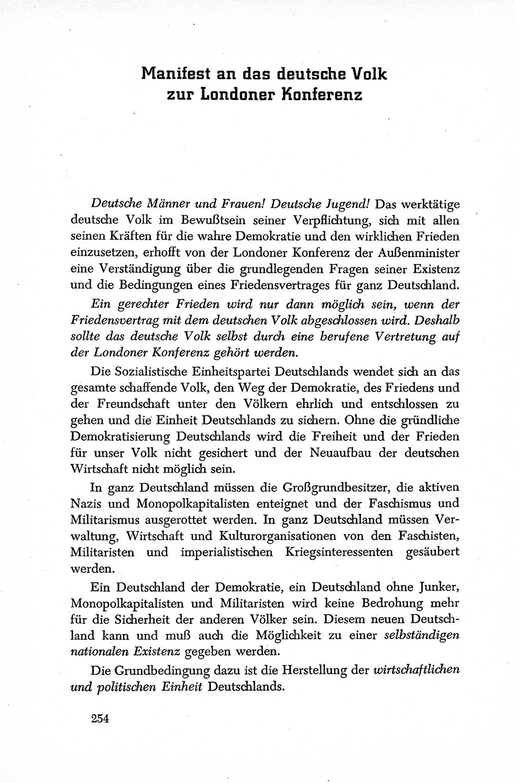 Dokumente der Sozialistischen Einheitspartei Deutschlands (SED) [Sowjetische Besatzungszone (SBZ) Deutschlands] 1946-1948, Seite 254 (Dok. SED SBZ Dtl. 1946-1948, S. 254)