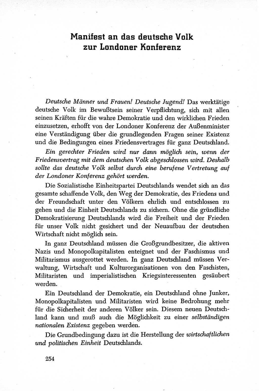 Dokumente der Sozialistischen Einheitspartei Deutschlands (SED) [Sowjetische Besatzungszone (SBZ) Deutschlands] 1946-1948, Seite 254 (Dok. SED SBZ Dtl. 1946-1948, S. 254)