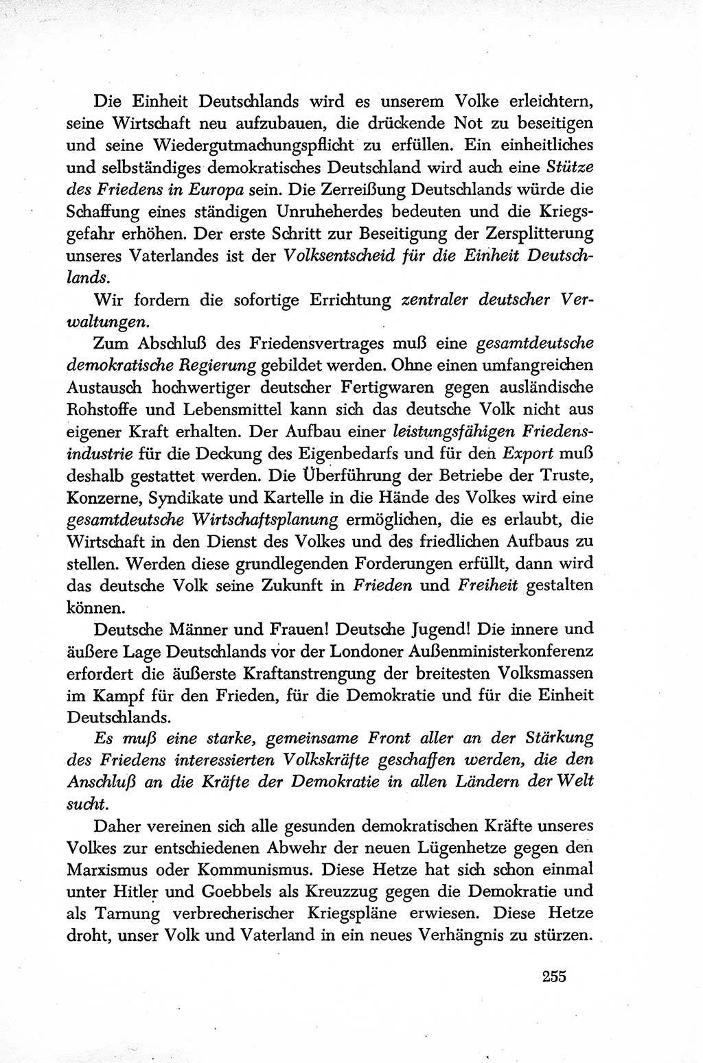 Dokumente der Sozialistischen Einheitspartei Deutschlands (SED) [Sowjetische Besatzungszone (SBZ) Deutschlands] 1946-1948, Seite 255 (Dok. SED SBZ Dtl. 1946-1948, S. 255)