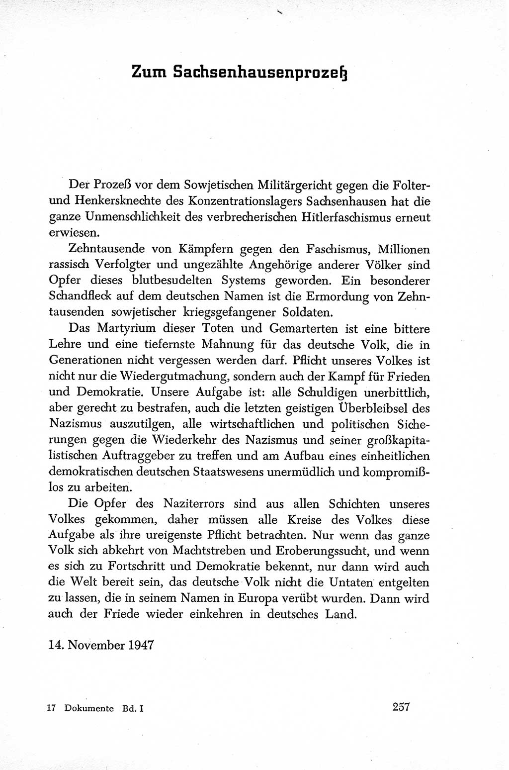 Dokumente der Sozialistischen Einheitspartei Deutschlands (SED) [Sowjetische Besatzungszone (SBZ) Deutschlands] 1946-1948, Seite 257 (Dok. SED SBZ Dtl. 1946-1948, S. 257)