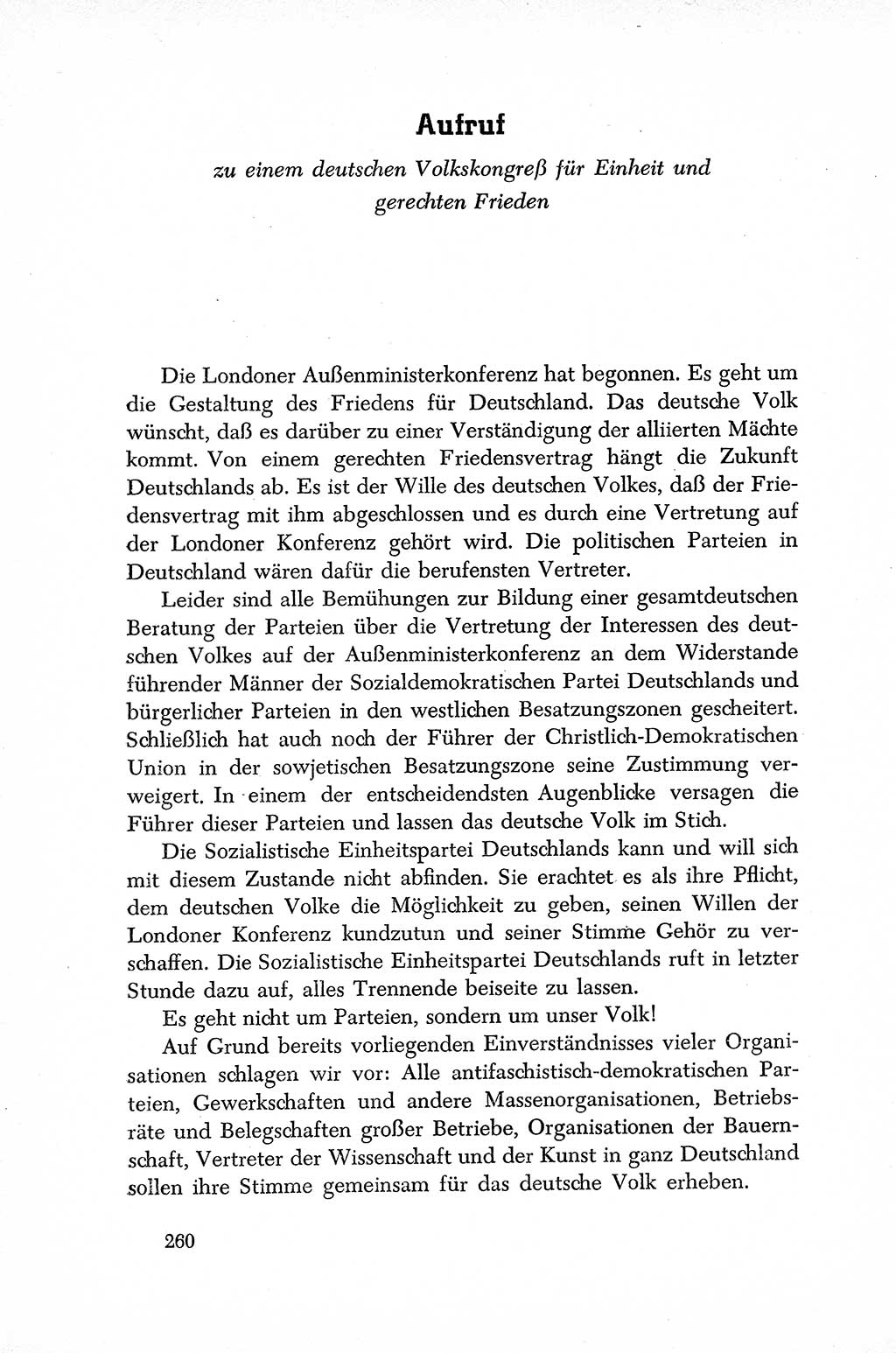 Dokumente der Sozialistischen Einheitspartei Deutschlands (SED) [Sowjetische Besatzungszone (SBZ) Deutschlands] 1946-1948, Seite 260 (Dok. SED SBZ Dtl. 1946-1948, S. 260)