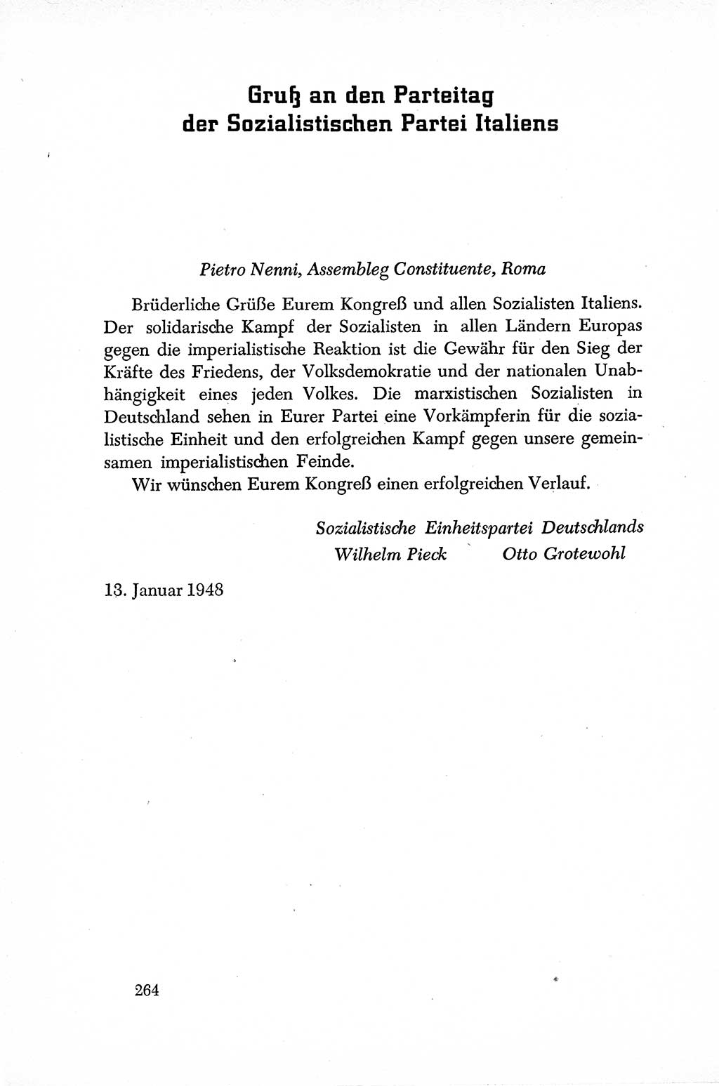 Dokumente der Sozialistischen Einheitspartei Deutschlands (SED) [Sowjetische Besatzungszone (SBZ) Deutschlands] 1946-1948, Seite 264 (Dok. SED SBZ Dtl. 1946-1948, S. 264)