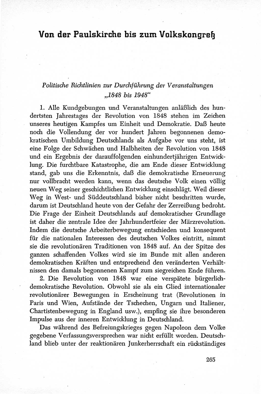 Dokumente der Sozialistischen Einheitspartei Deutschlands (SED) [Sowjetische Besatzungszone (SBZ) Deutschlands] 1946-1948, Seite 265 (Dok. SED SBZ Dtl. 1946-1948, S. 265)