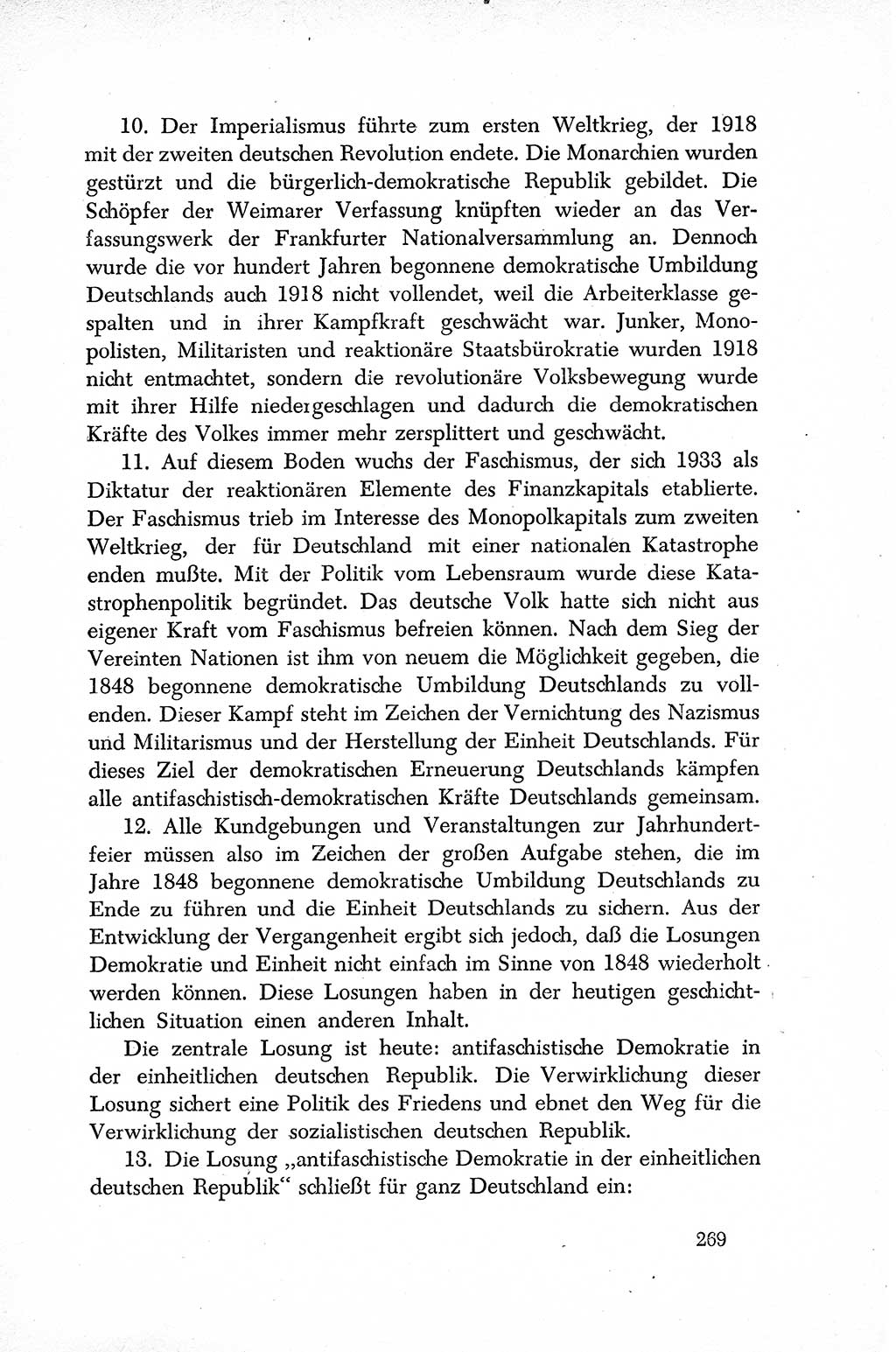 Dokumente der Sozialistischen Einheitspartei Deutschlands (SED) [Sowjetische Besatzungszone (SBZ) Deutschlands] 1946-1948, Seite 269 (Dok. SED SBZ Dtl. 1946-1948, S. 269)