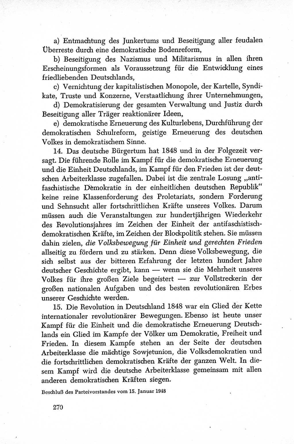 Dokumente der Sozialistischen Einheitspartei Deutschlands (SED) [Sowjetische Besatzungszone (SBZ) Deutschlands] 1946-1948, Seite 270 (Dok. SED SBZ Dtl. 1946-1948, S. 270)