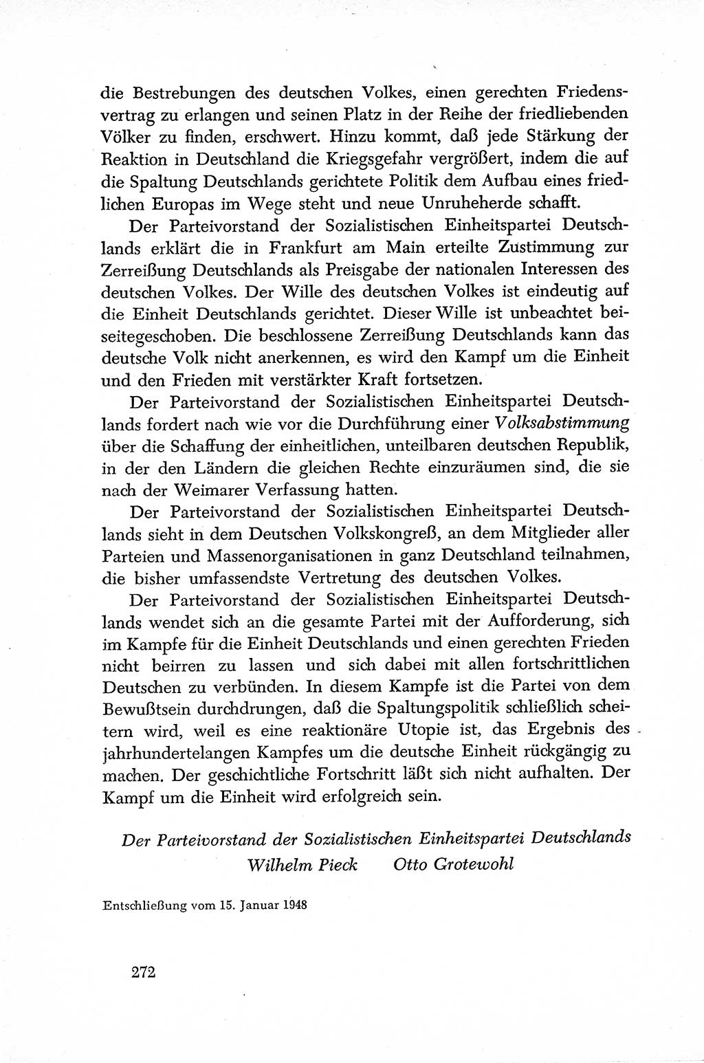 Dokumente der Sozialistischen Einheitspartei Deutschlands (SED) [Sowjetische Besatzungszone (SBZ) Deutschlands] 1946-1948, Seite 272 (Dok. SED SBZ Dtl. 1946-1948, S. 272)