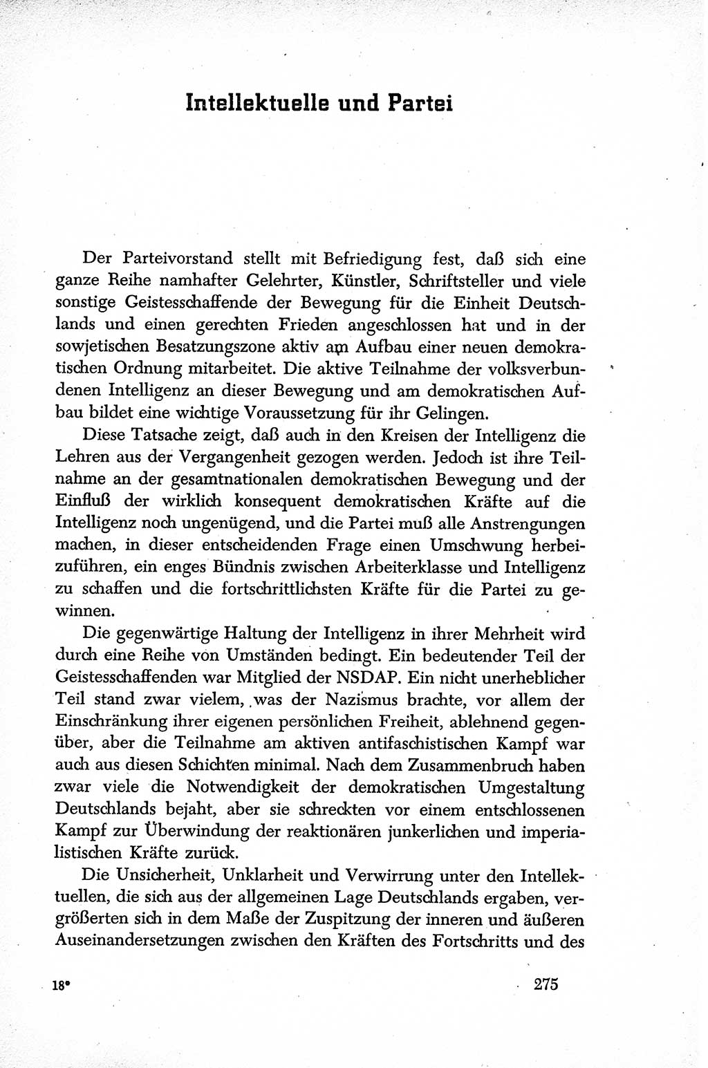 Dokumente der Sozialistischen Einheitspartei Deutschlands (SED) [Sowjetische Besatzungszone (SBZ) Deutschlands] 1946-1948, Seite 275 (Dok. SED SBZ Dtl. 1946-1948, S. 275)
