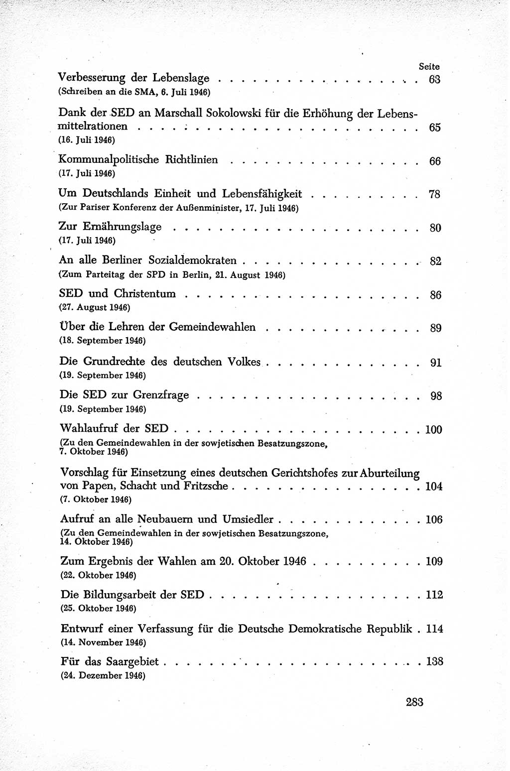 Dokumente der Sozialistischen Einheitspartei Deutschlands (SED) [Sowjetische Besatzungszone (SBZ) Deutschlands] 1946-1948, Seite 283 (Dok. SED SBZ Dtl. 1946-1948, S. 283)
