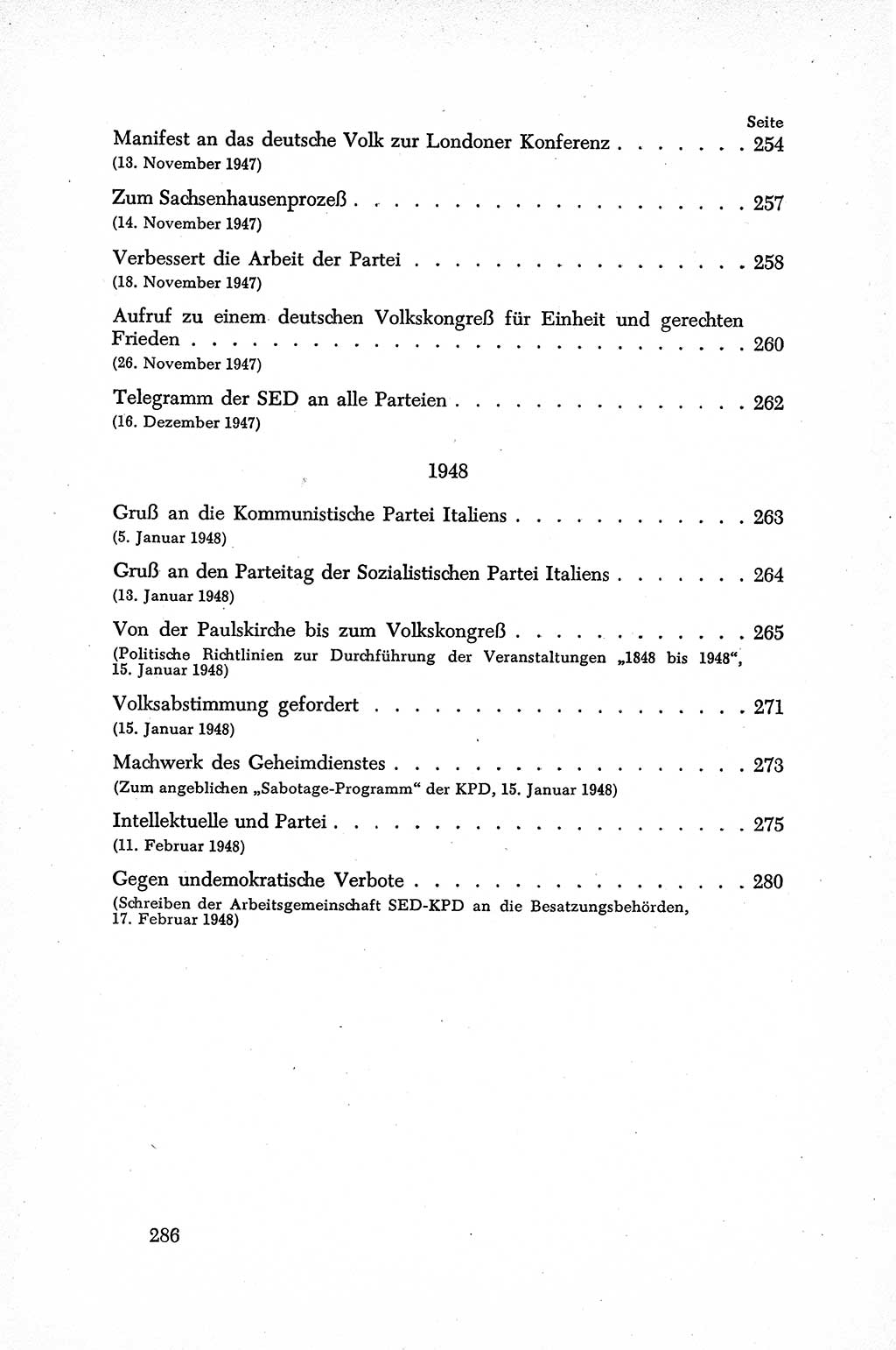 Dokumente der Sozialistischen Einheitspartei Deutschlands (SED) [Sowjetische Besatzungszone (SBZ) Deutschlands] 1946-1948, Seite 286 (Dok. SED SBZ Dtl. 1946-1948, S. 286)