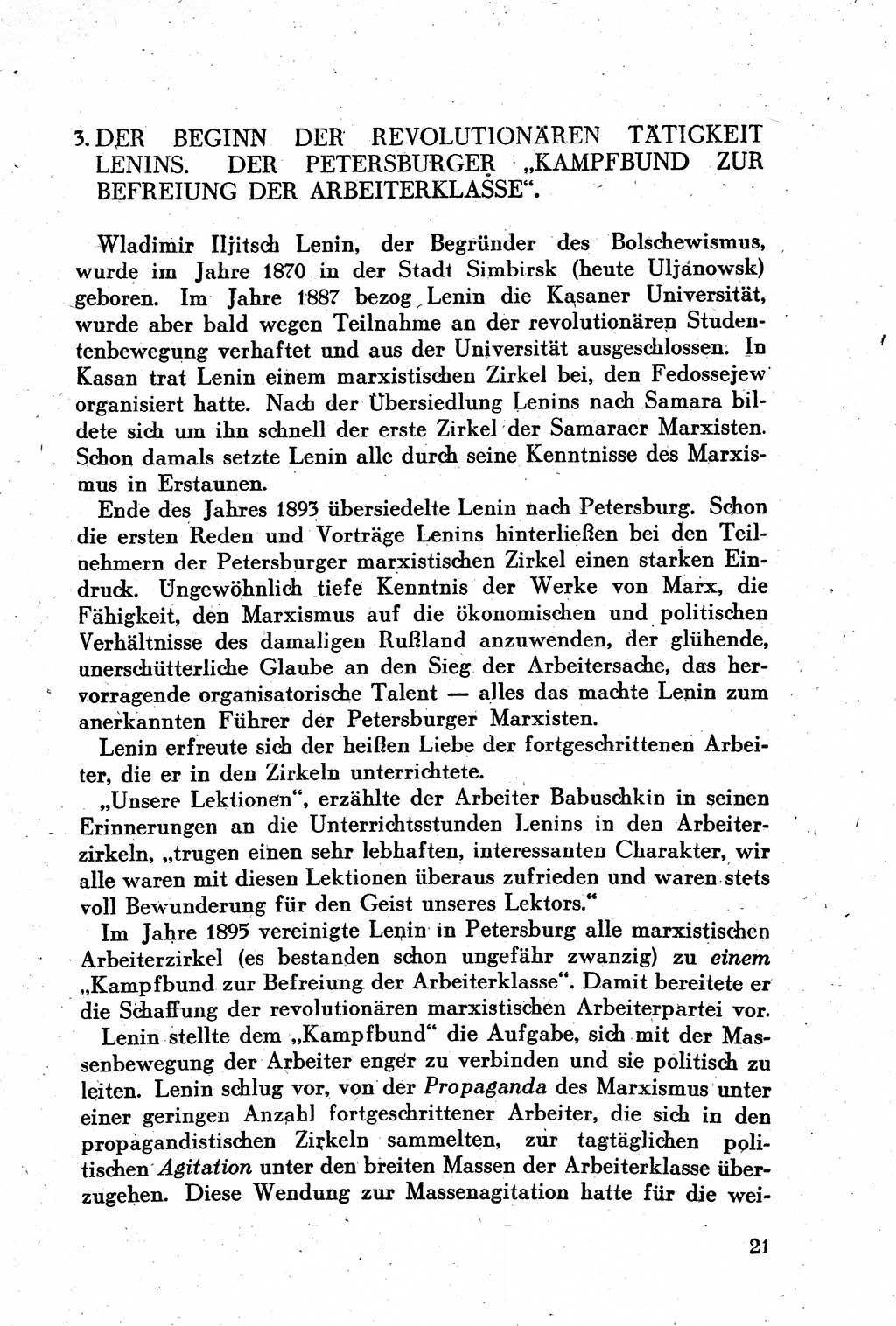 Geschichte der Kommunistischen Partei der Sowjetunion (KPdSU) [Sowjetische Besatzungszone (SBZ) Deutschlands] 1946, Seite 21 (Gesch. KPdSU SBZ Dtl. 1946, S. 21)