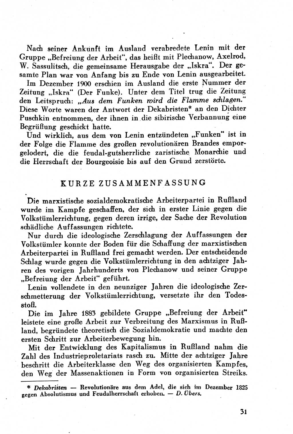Geschichte der Kommunistischen Partei der Sowjetunion (KPdSU) [Sowjetische Besatzungszone (SBZ) Deutschlands] 1946, Seite 31 (Gesch. KPdSU SBZ Dtl. 1946, S. 31)