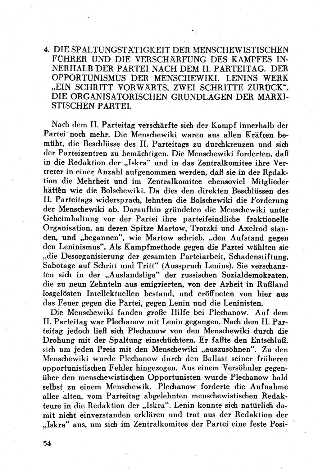 Geschichte der Kommunistischen Partei der Sowjetunion (KPdSU) [Sowjetische Besatzungszone (SBZ) Deutschlands] 1946, Seite 54 (Gesch. KPdSU SBZ Dtl. 1946, S. 54)
