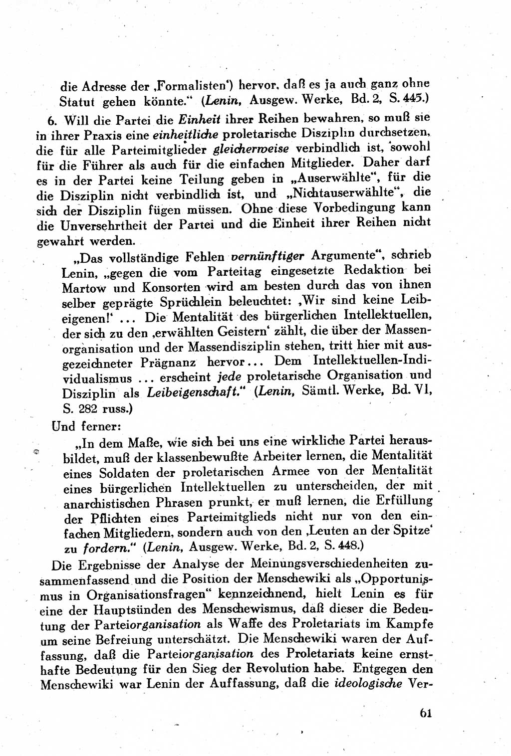 Geschichte der Kommunistischen Partei der Sowjetunion (KPdSU) [Sowjetische Besatzungszone (SBZ) Deutschlands] 1946, Seite 61 (Gesch. KPdSU SBZ Dtl. 1946, S. 61)