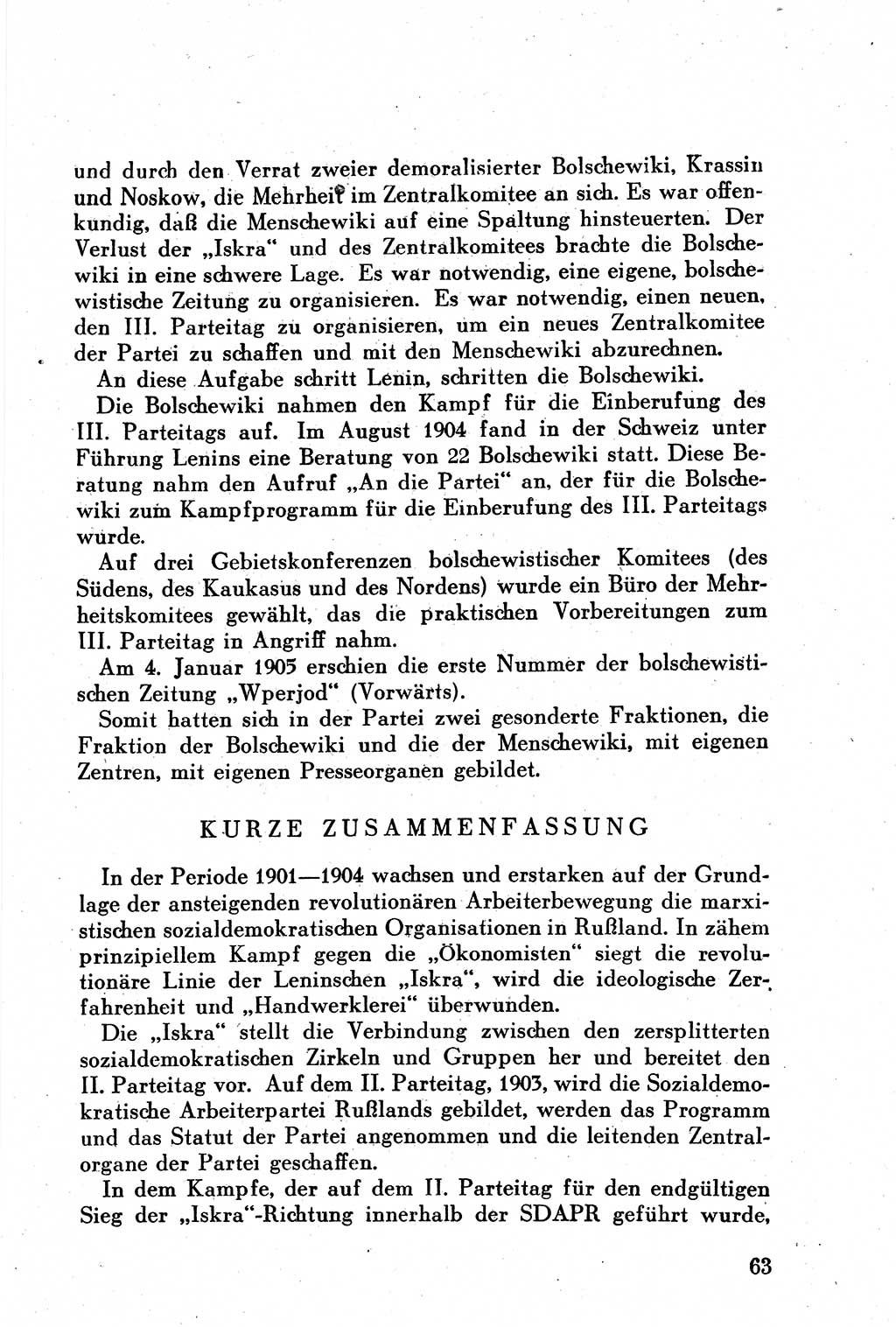 Geschichte der Kommunistischen Partei der Sowjetunion (KPdSU) [Sowjetische Besatzungszone (SBZ) Deutschlands] 1946, Seite 63 (Gesch. KPdSU SBZ Dtl. 1946, S. 63)