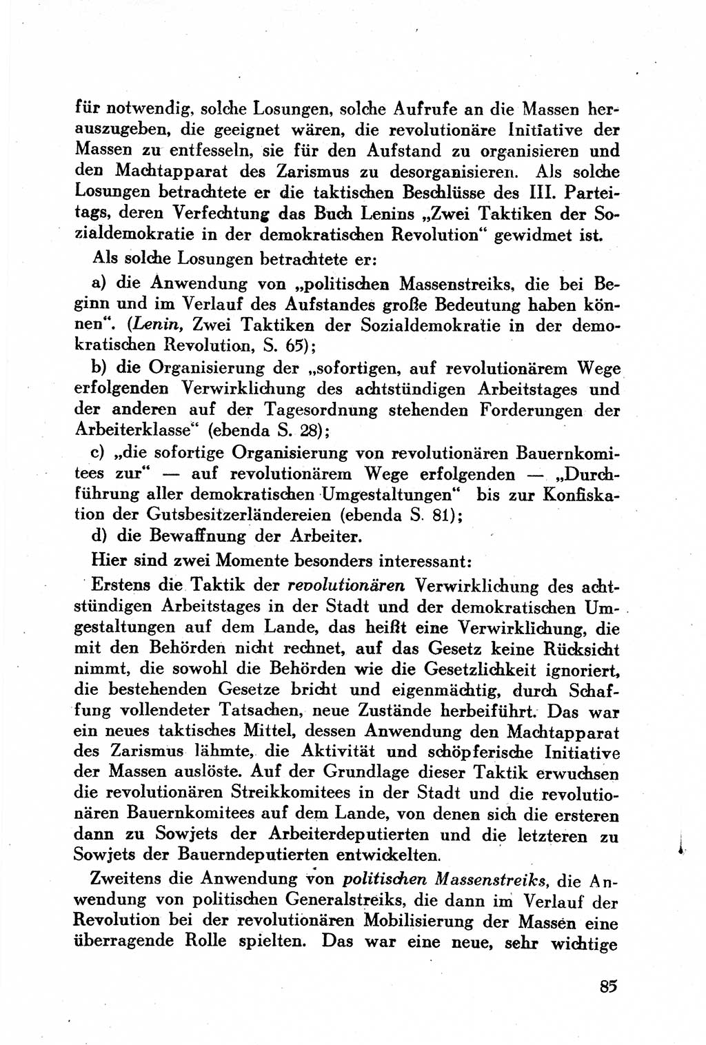 Geschichte der Kommunistischen Partei der Sowjetunion (KPdSU) [Sowjetische Besatzungszone (SBZ) Deutschlands] 1946, Seite 85 (Gesch. KPdSU SBZ Dtl. 1946, S. 85)