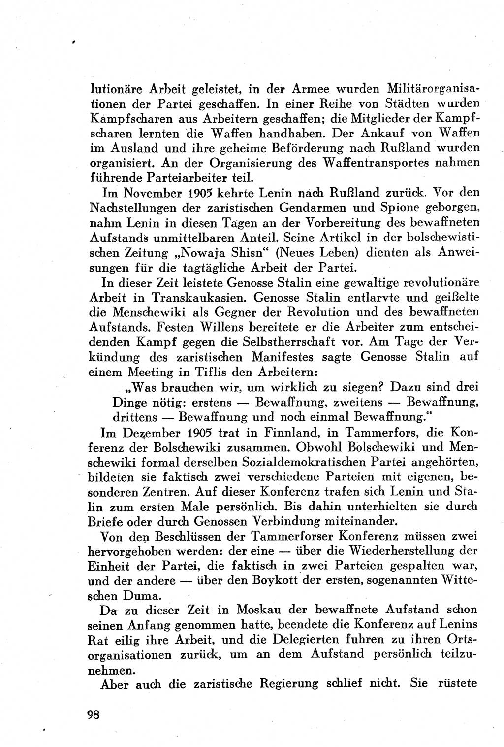 Geschichte der Kommunistischen Partei der Sowjetunion (KPdSU) [Sowjetische Besatzungszone (SBZ) Deutschlands] 1946, Seite 98 (Gesch. KPdSU SBZ Dtl. 1946, S. 98)