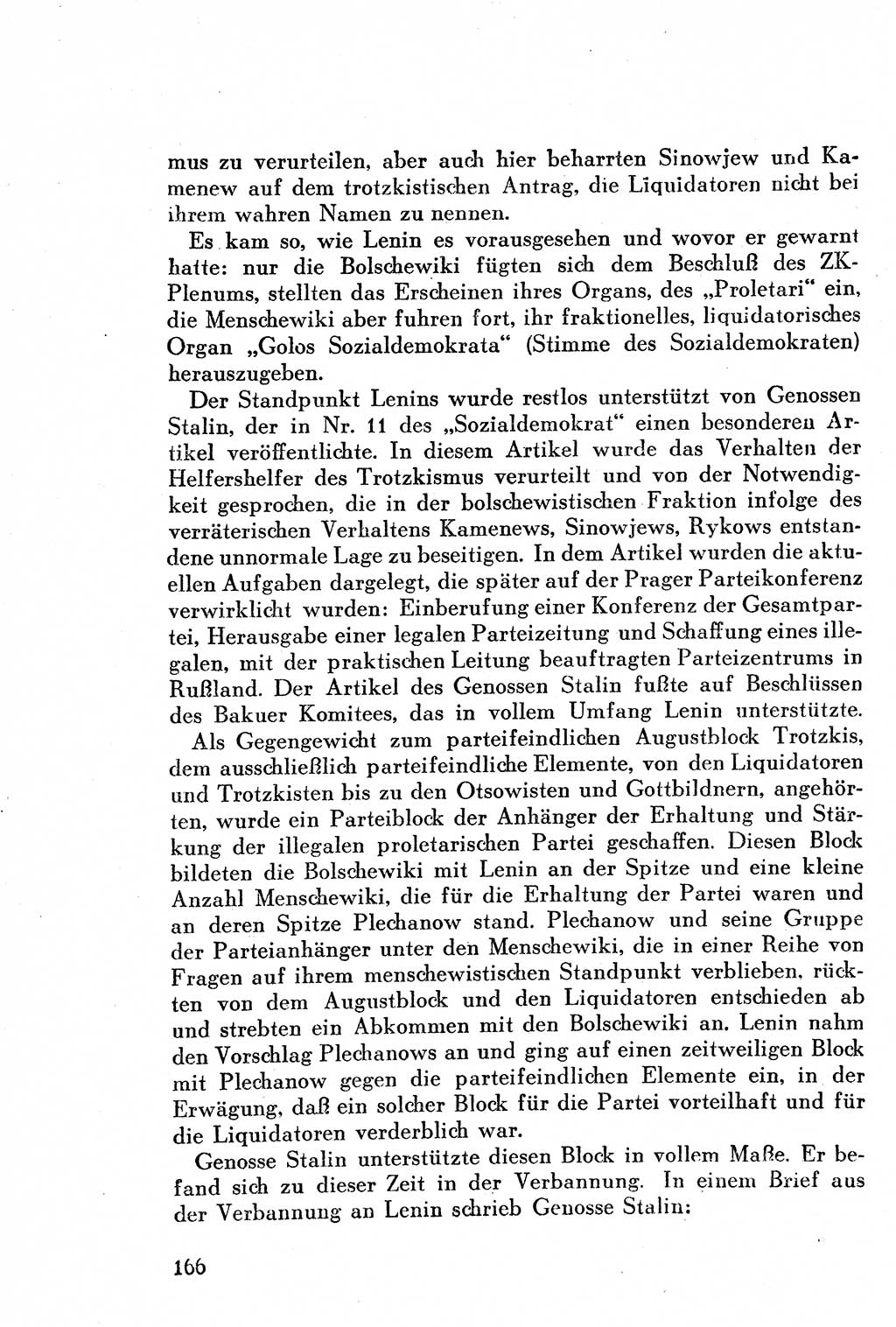 Geschichte der Kommunistischen Partei der Sowjetunion (KPdSU) [Sowjetische Besatzungszone (SBZ) Deutschlands] 1946, Seite 166 (Gesch. KPdSU SBZ Dtl. 1946, S. 166)