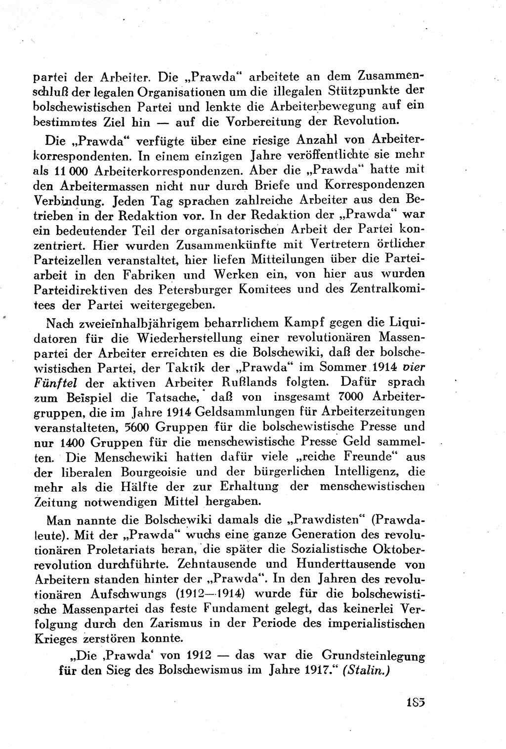 Geschichte der Kommunistischen Partei der Sowjetunion (KPdSU) [Sowjetische Besatzungszone (SBZ) Deutschlands] 1946, Seite 185 (Gesch. KPdSU SBZ Dtl. 1946, S. 185)