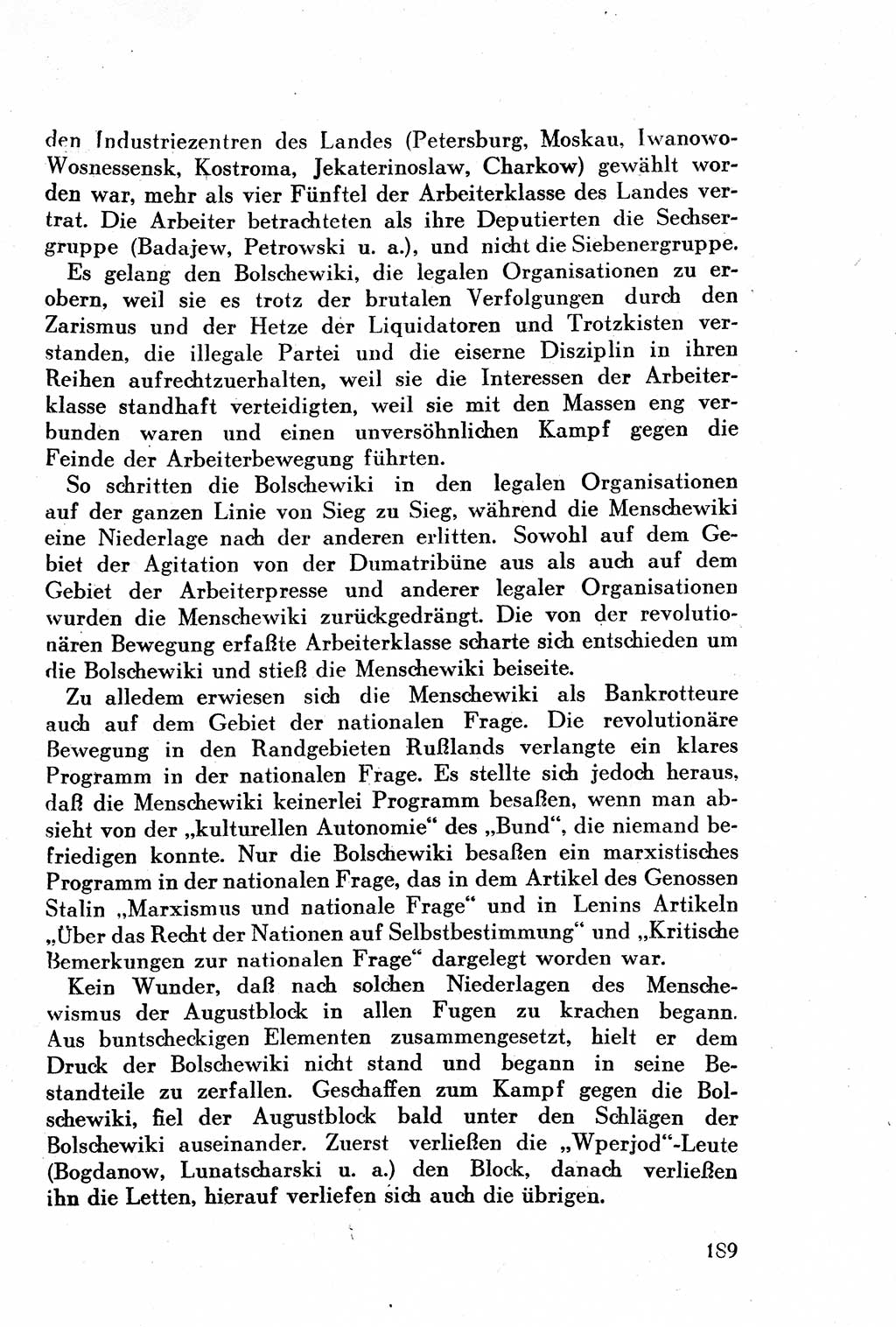 Geschichte der Kommunistischen Partei der Sowjetunion (KPdSU) [Sowjetische Besatzungszone (SBZ) Deutschlands] 1946, Seite 189 (Gesch. KPdSU SBZ Dtl. 1946, S. 189)