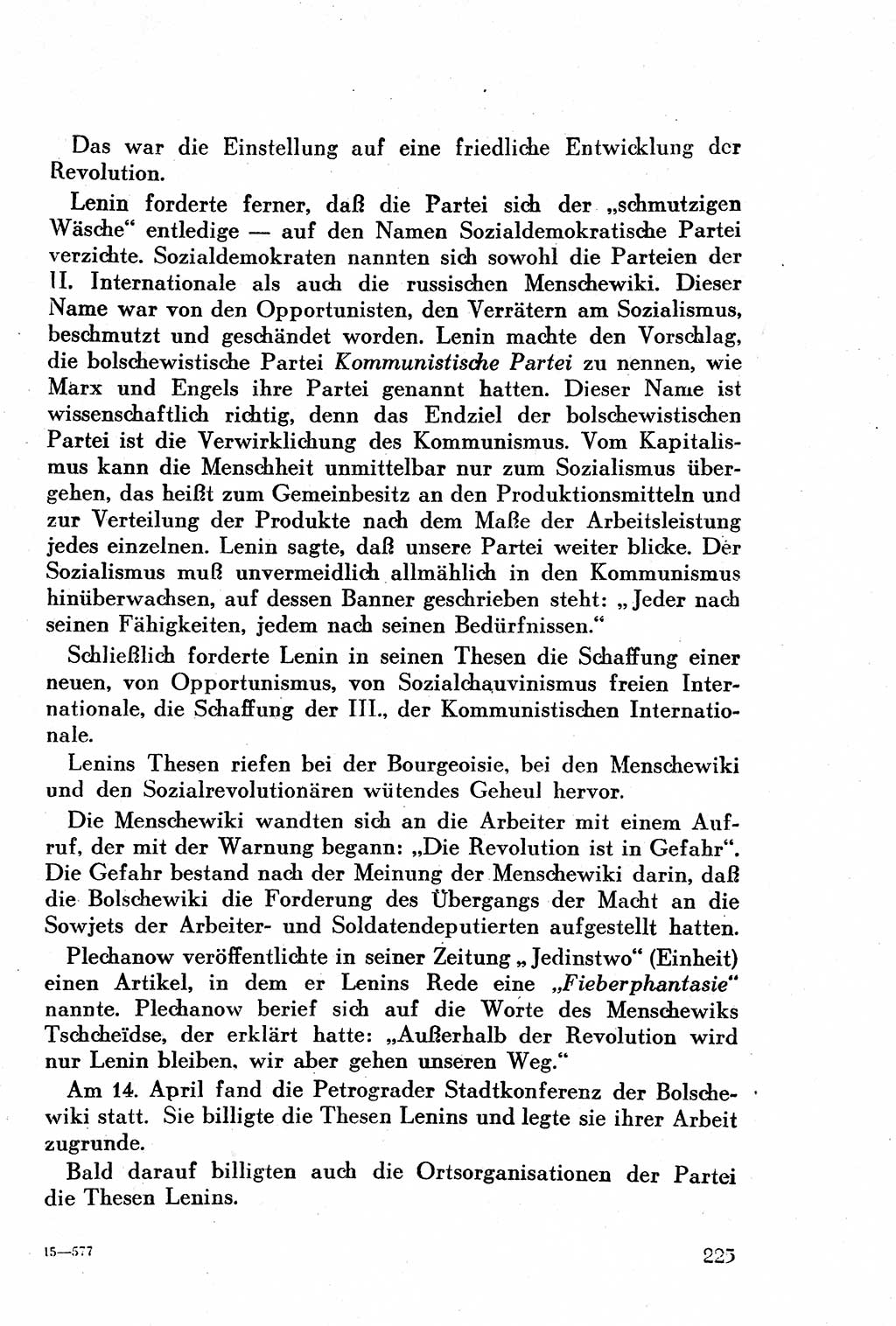 Geschichte der Kommunistischen Partei der Sowjetunion (KPdSU) [Sowjetische Besatzungszone (SBZ) Deutschlands] 1946, Seite 225 (Gesch. KPdSU SBZ Dtl. 1946, S. 225)