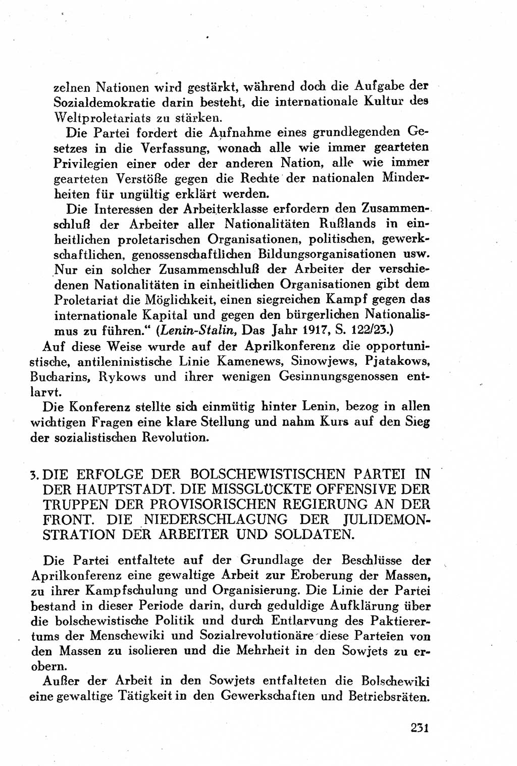 Geschichte der Kommunistischen Partei der Sowjetunion (KPdSU) [Sowjetische Besatzungszone (SBZ) Deutschlands] 1946, Seite 231 (Gesch. KPdSU SBZ Dtl. 1946, S. 231)