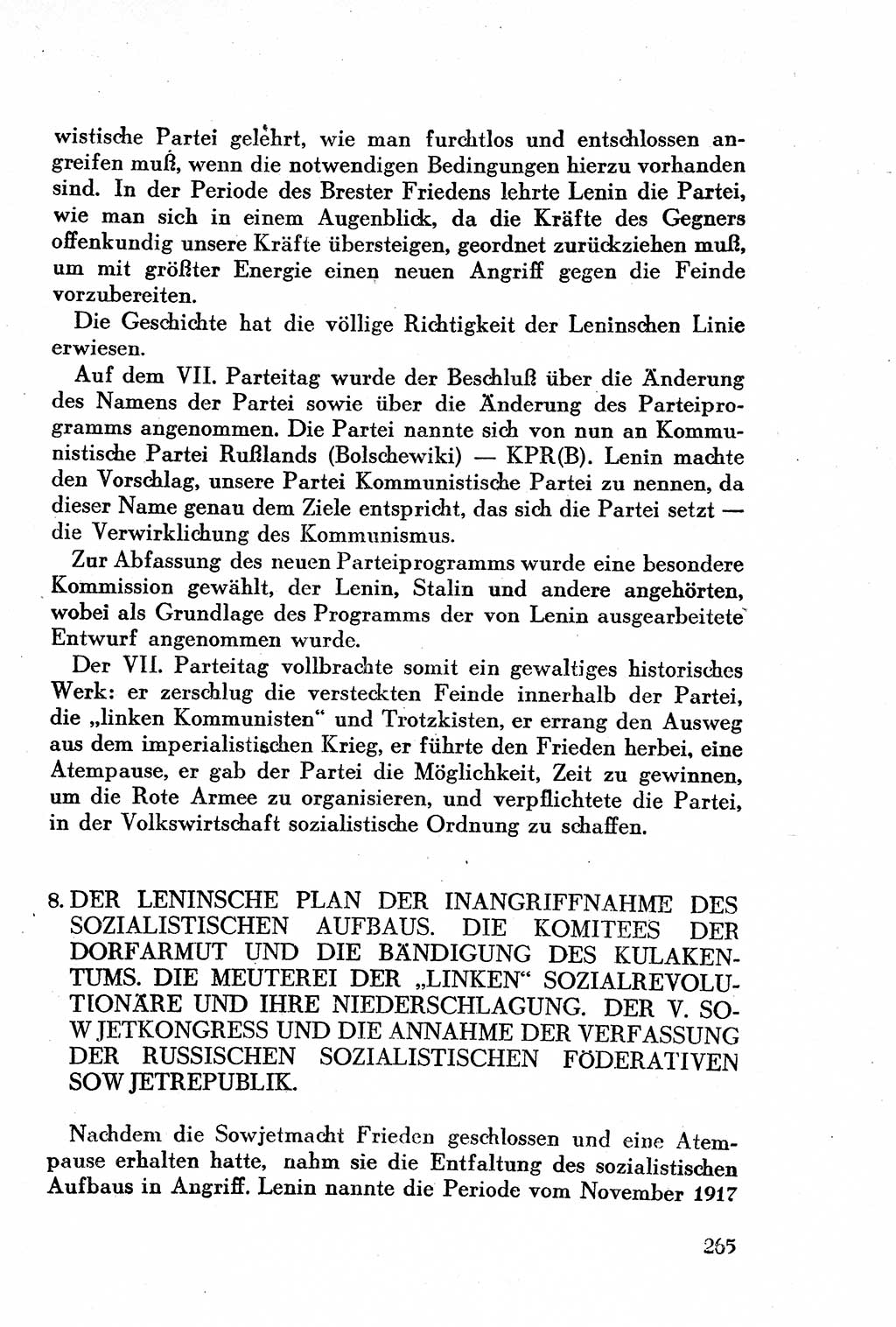 Geschichte der Kommunistischen Partei der Sowjetunion (KPdSU) [Sowjetische Besatzungszone (SBZ) Deutschlands] 1946, Seite 265 (Gesch. KPdSU SBZ Dtl. 1946, S. 265)